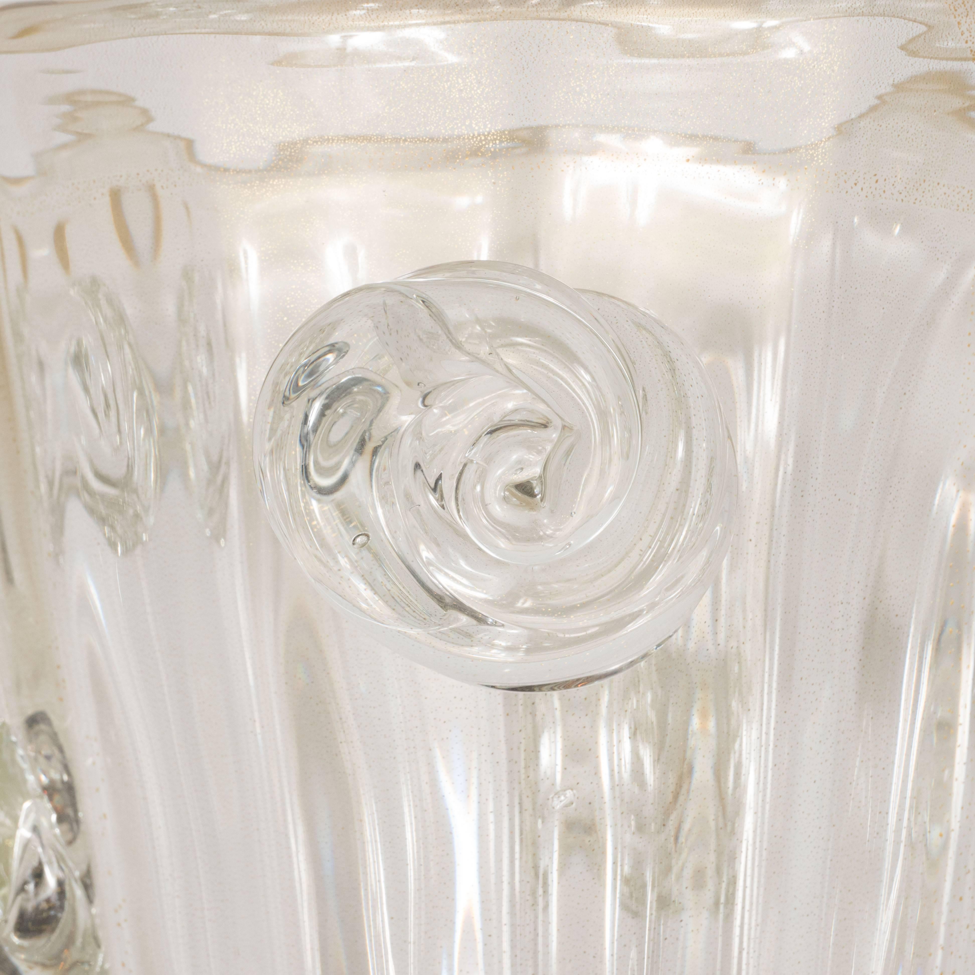 Exquisite Pair of Art Deco Murano Venetian Glass Up-Lights with 24K Gold Flecks 1