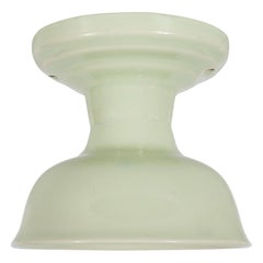 Art Deco Skyscraper Style Porcelain Flush Mount Chandelier in a Celadon Hue