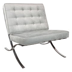 "Barcelona" Chair by Mies van der Rohe in Smoked Platinum Velvet