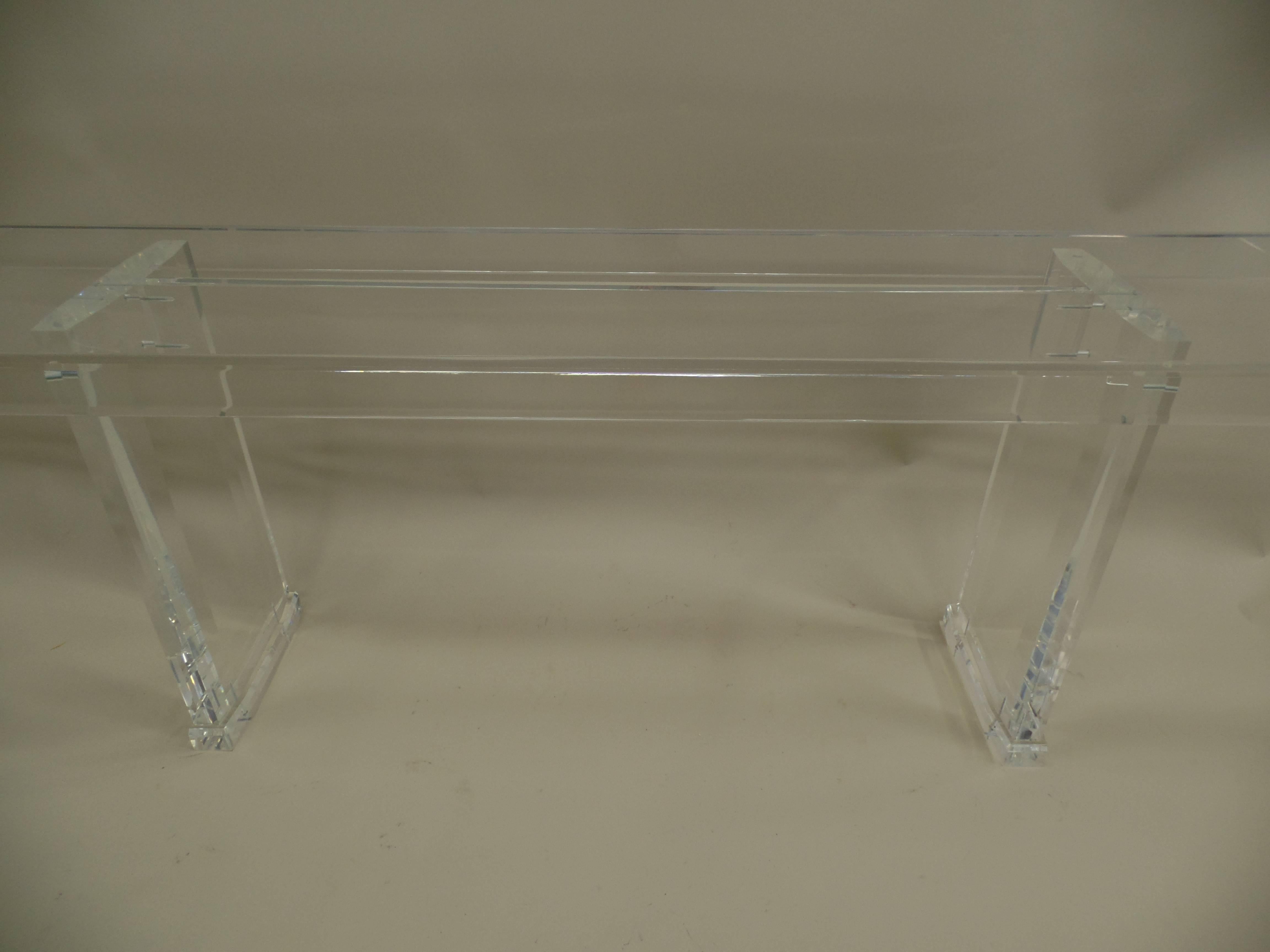 Mid-Century Modern Large French Lucite Console or Sofa Table
