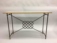 Italian Mid-Century Modern Neoclassical Iron Console /Sofa Table, Giovanni Banci