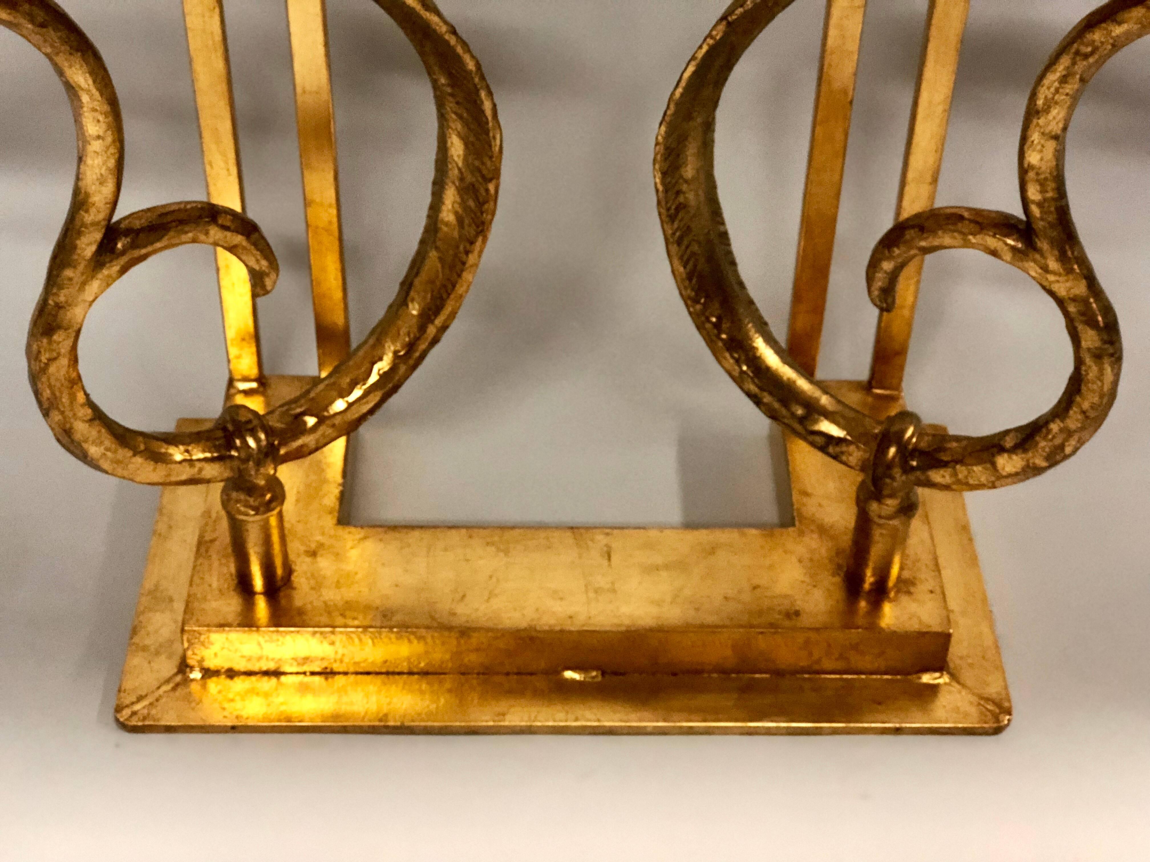 Two Italian Mid-Century Modern Gilt Iron Consoles/ Sofa Tables by Giovanni Banci For Sale 2