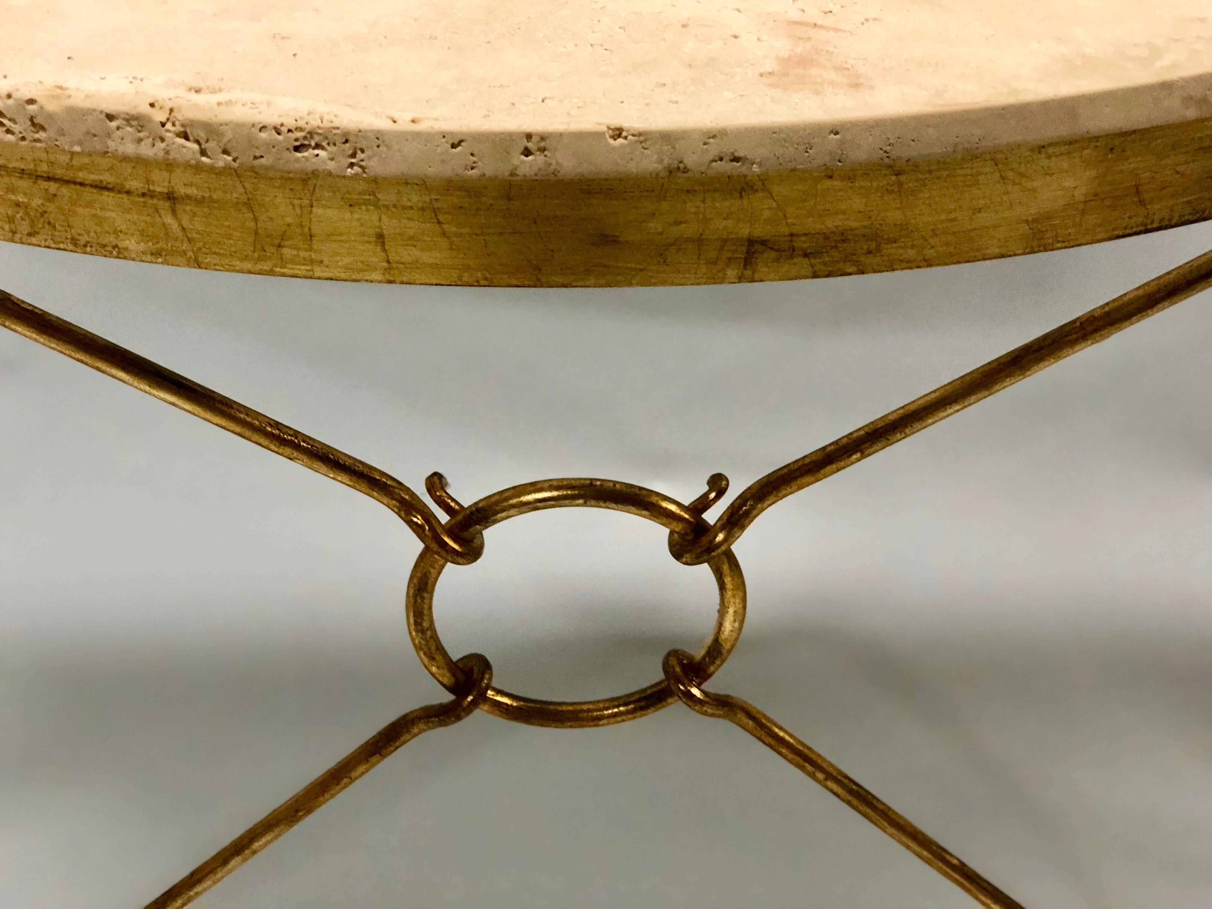 2 moderne italienische moderne neoklassizistische Demi-Lune-Konsole aus vergoldetem Eisen von Gio Banci & Hermes im Zustand „Gut“ im Angebot in New York, NY