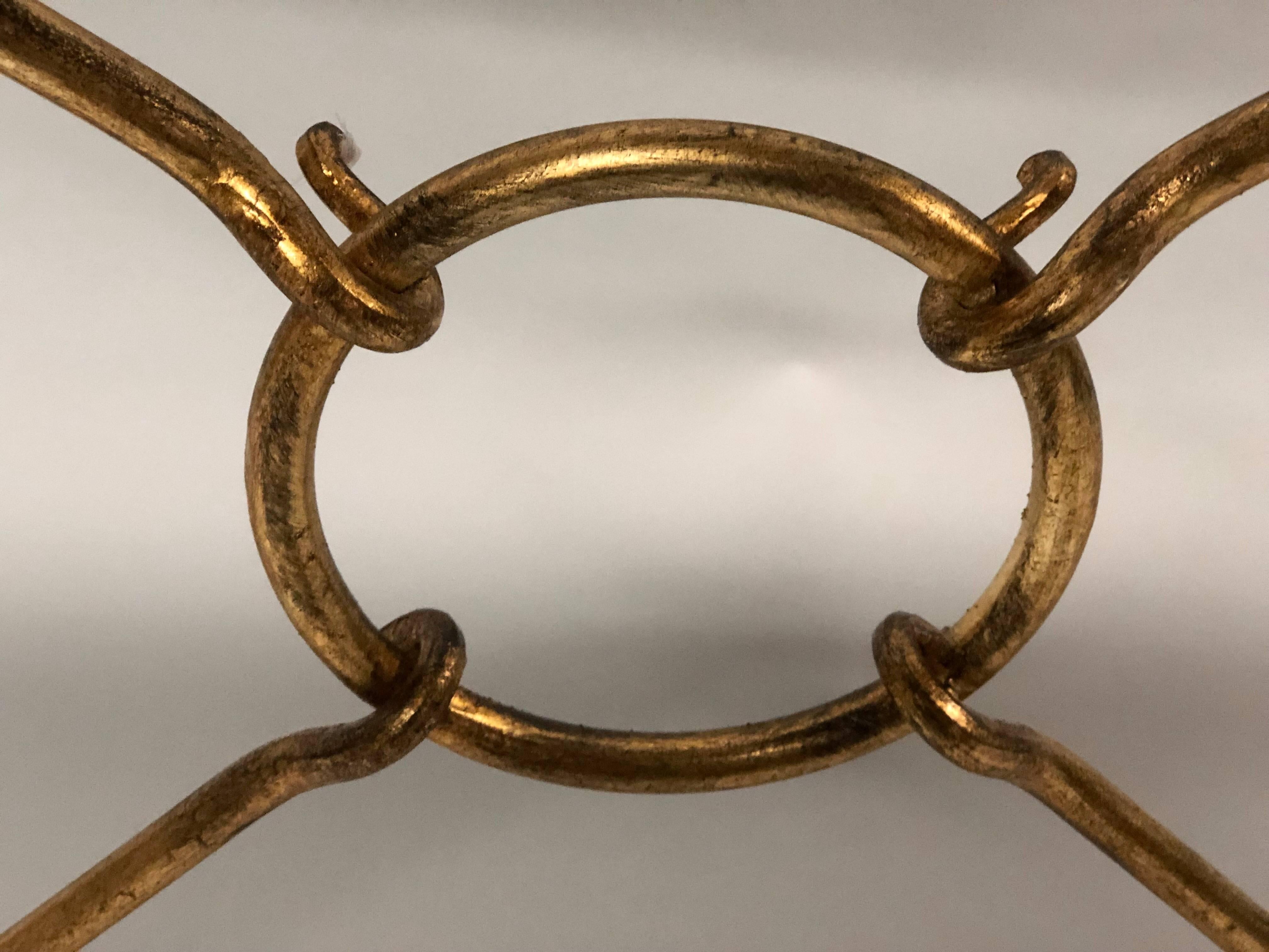 2 Italian Modern Neoclassical Gilt Iron Demi-lune Console by Gio Banci & Hermes For Sale 1