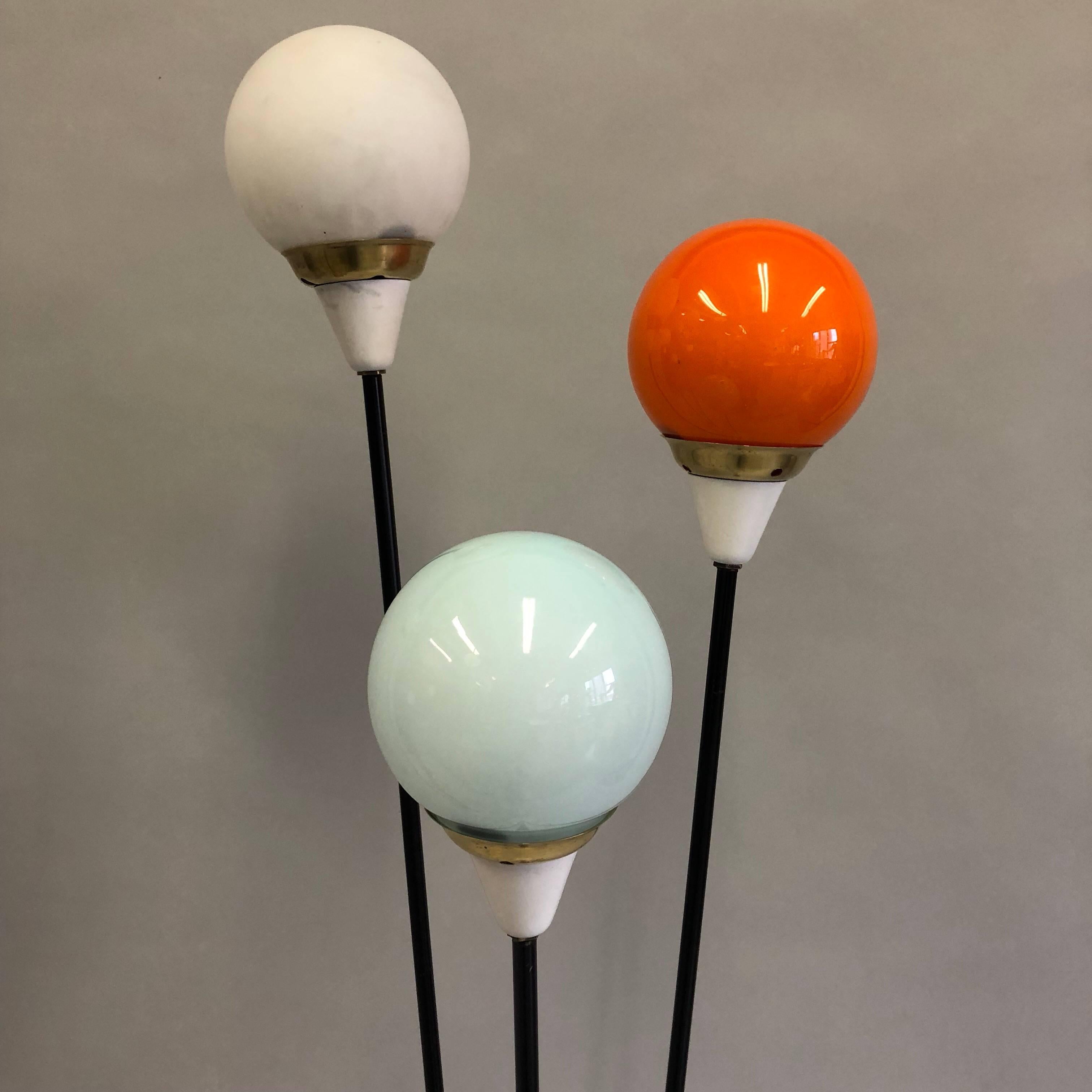 Blown Glass Rare Pair of Italian Mid-Century Modern 'Petit Arboletto' Floor Lamps, Stilnovo For Sale