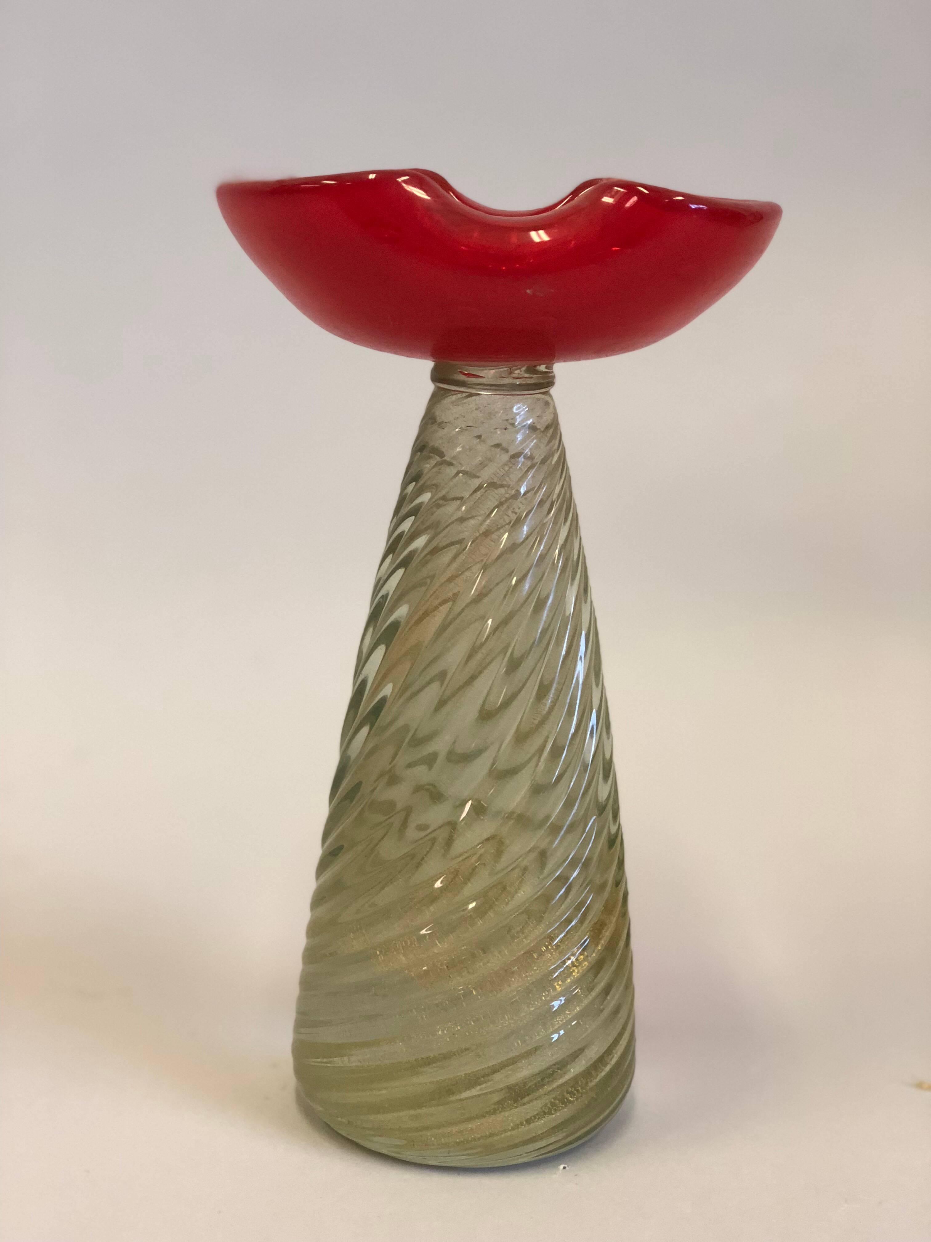 Italian Pair of Mid-Century Modern Murano / Venetian Glass Candlestick or Candelabra For Sale