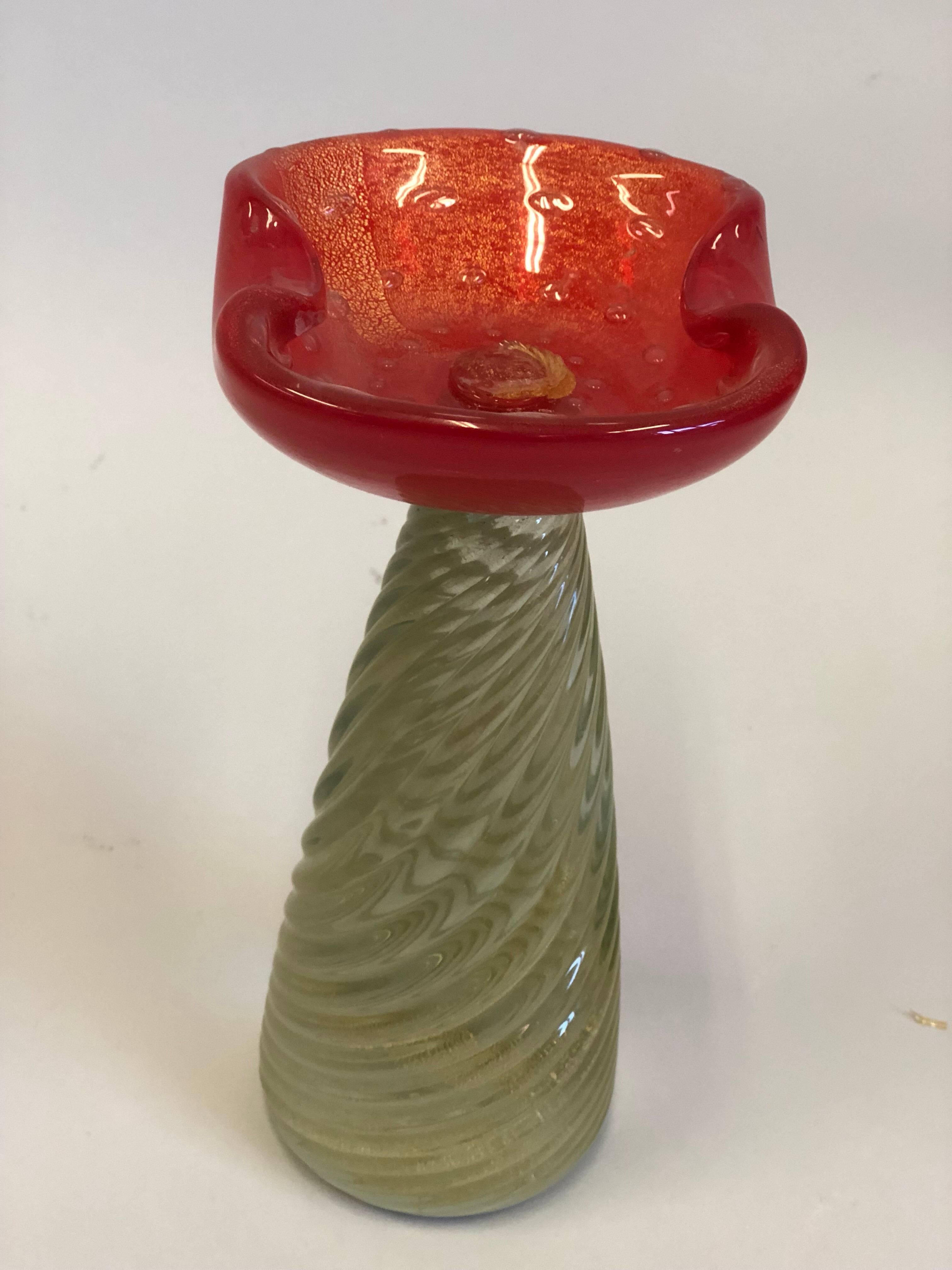 20th Century Pair of Mid-Century Modern Murano / Venetian Glass Candlestick or Candelabra For Sale