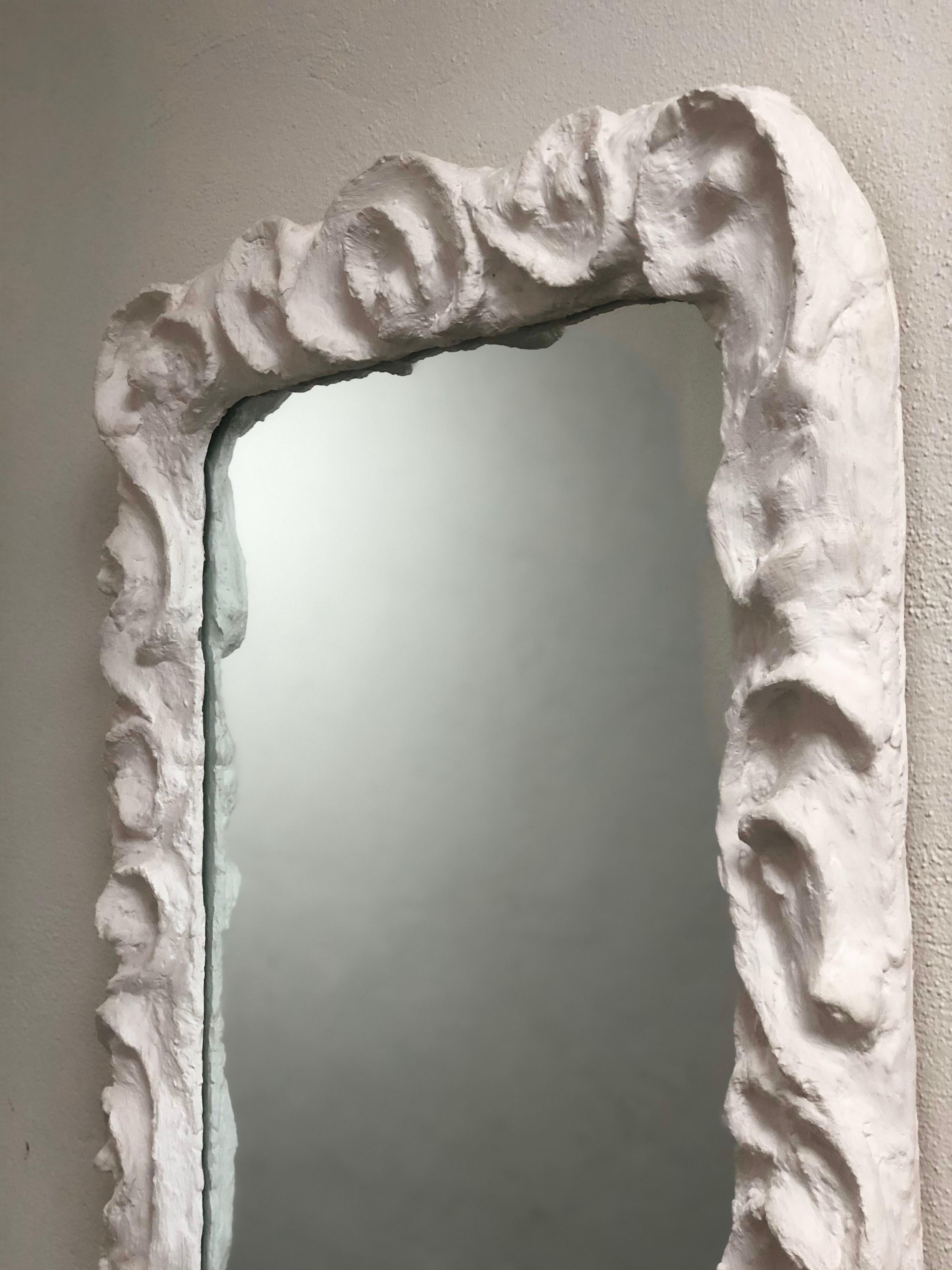 Hand-Crafted 2 French Mid-Century Modern Plaster Mirrors, Style Giacometti, Jean Michel Frank