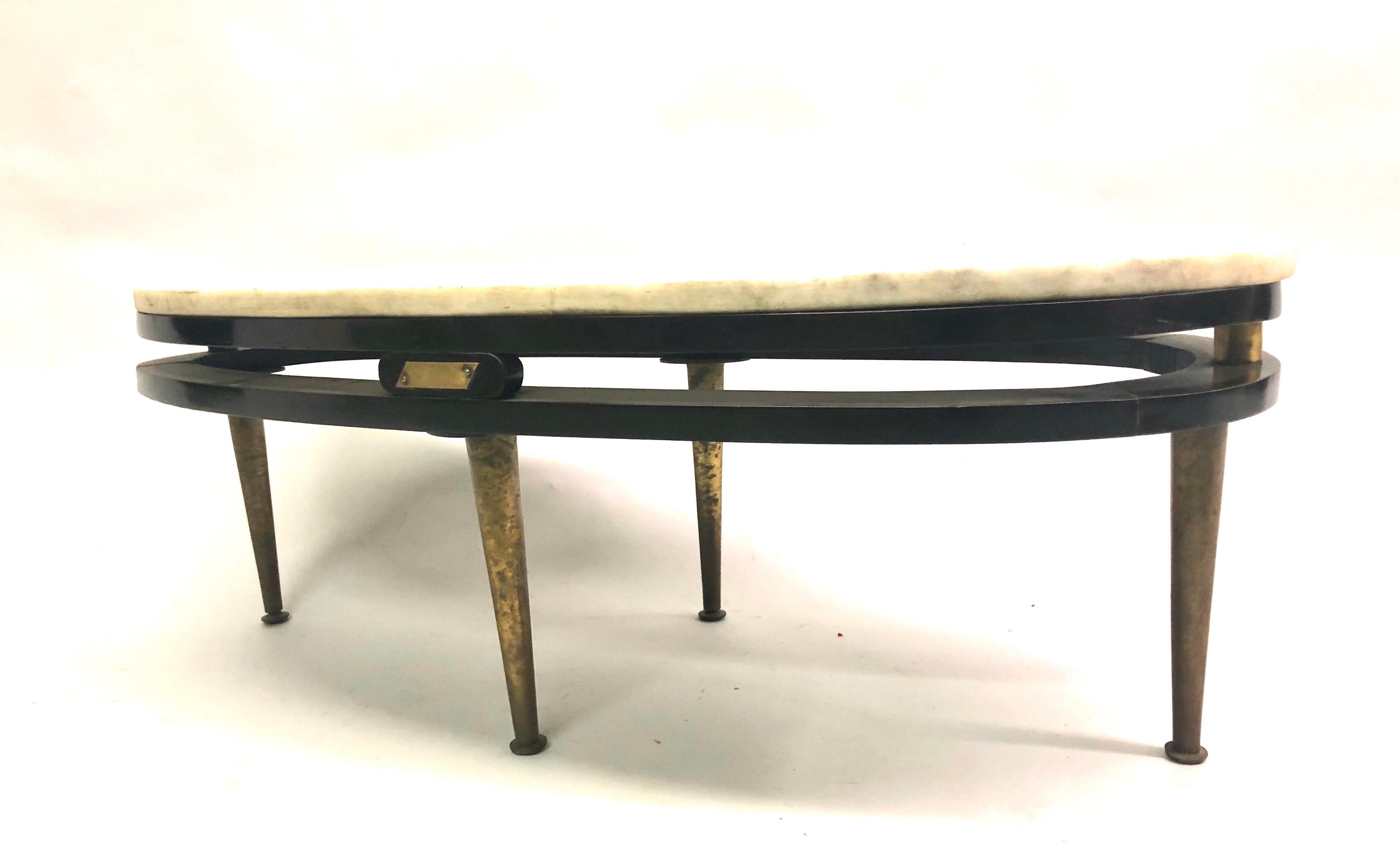 French Cantilevered Oval Cocktail Table In Good Condition For Sale In New York, NY