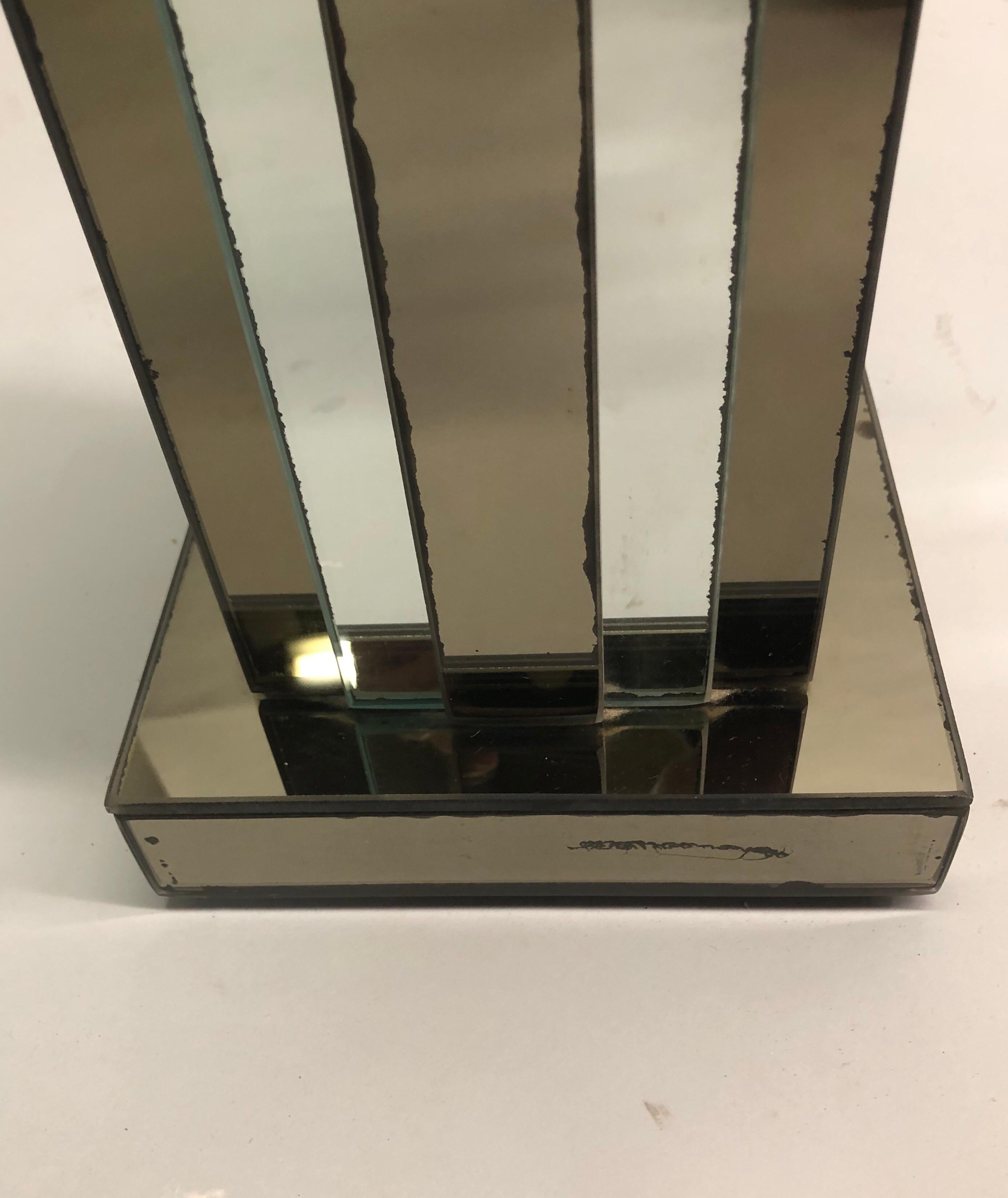 Mid-20th Century Pair of Mid-Century Modern Mirrored Skyscraper Table Lamps by Paul Frankl For Sale