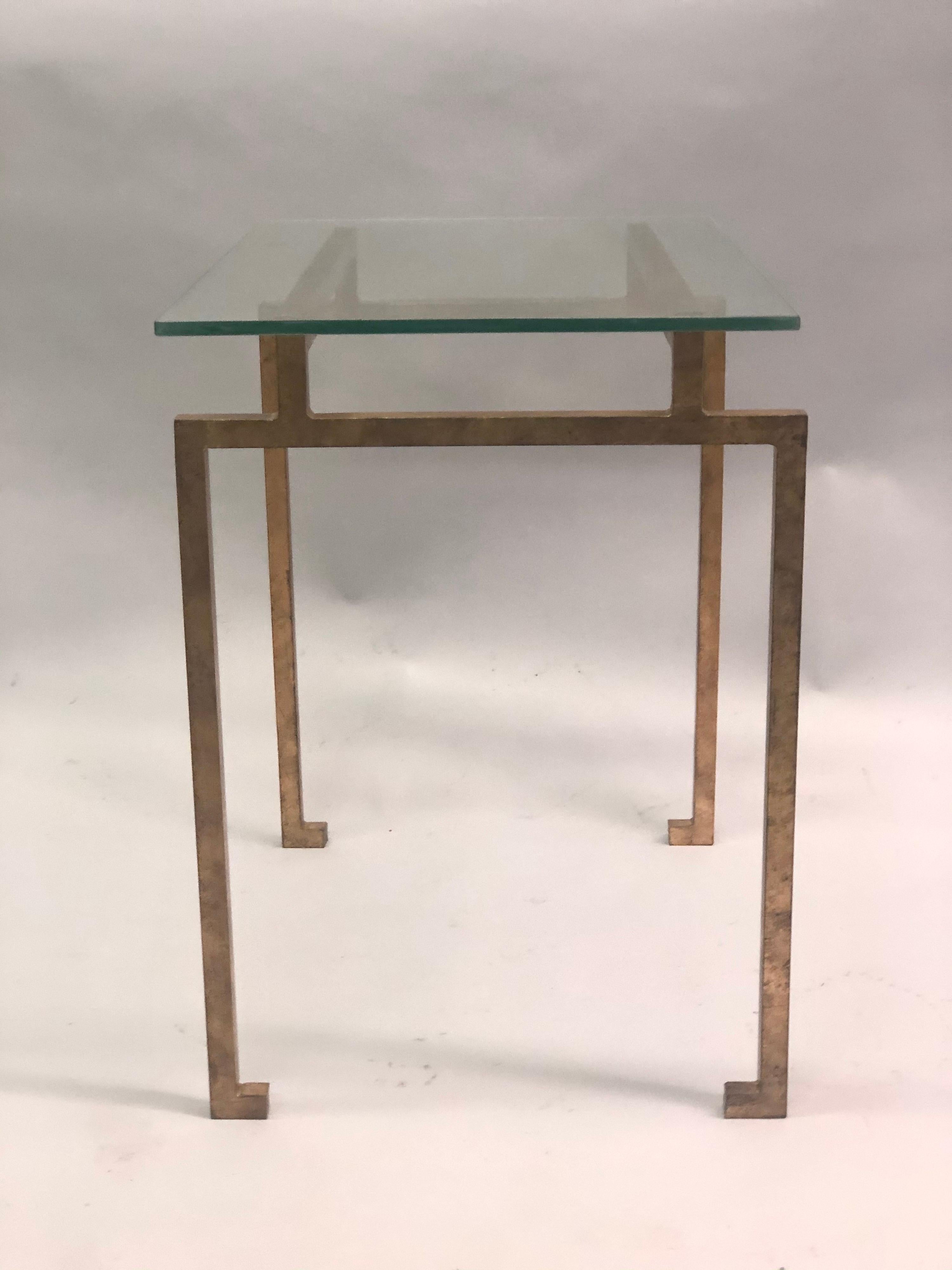Pair of French Midcentury Gilt Iron Side Tables, Maison Ramsay For Sale 1