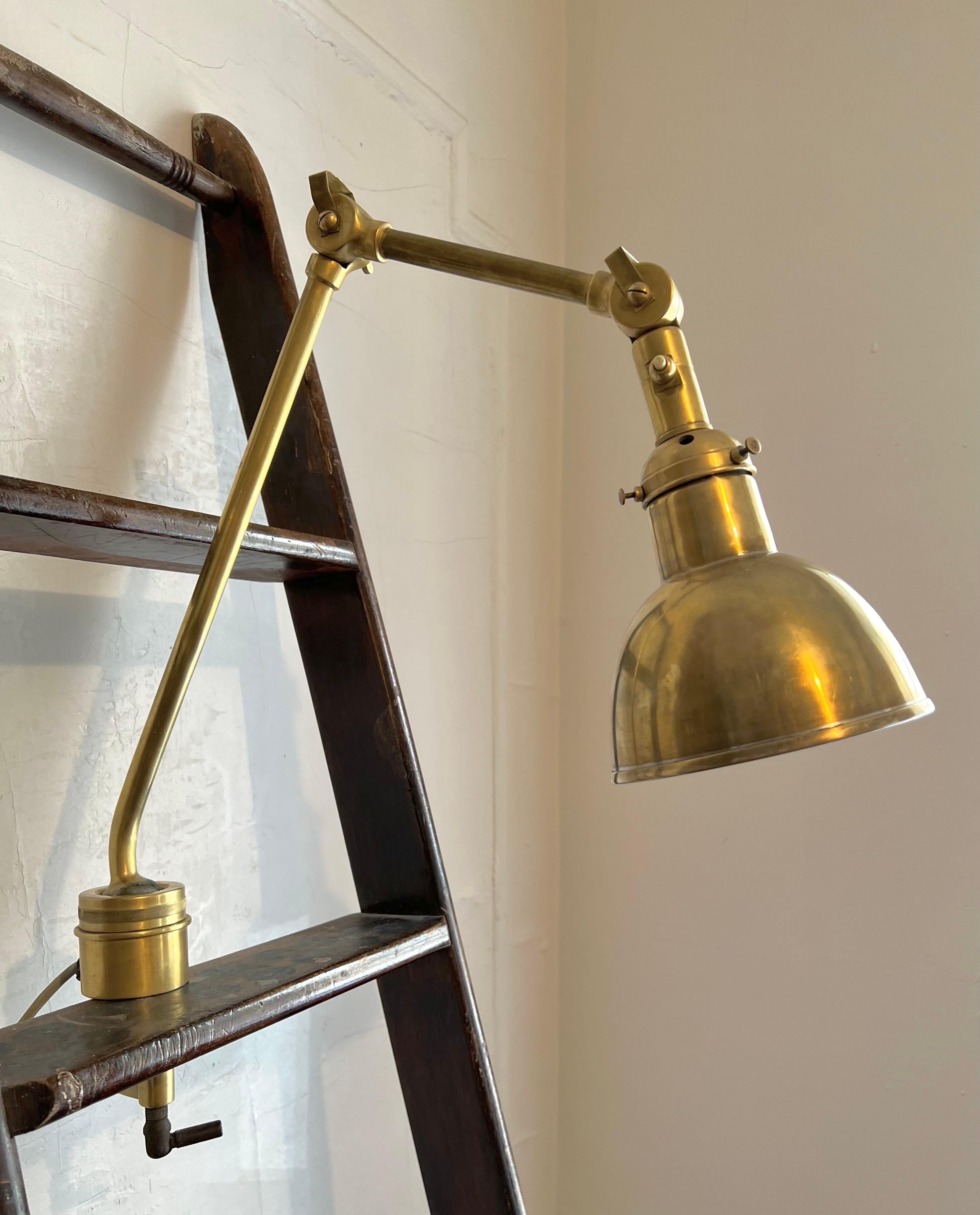 Swedish Mid-Century Modern Marine Articulating Clamp Lamp for Wall, Table, Desk In Good Condition For Sale In New York, NY