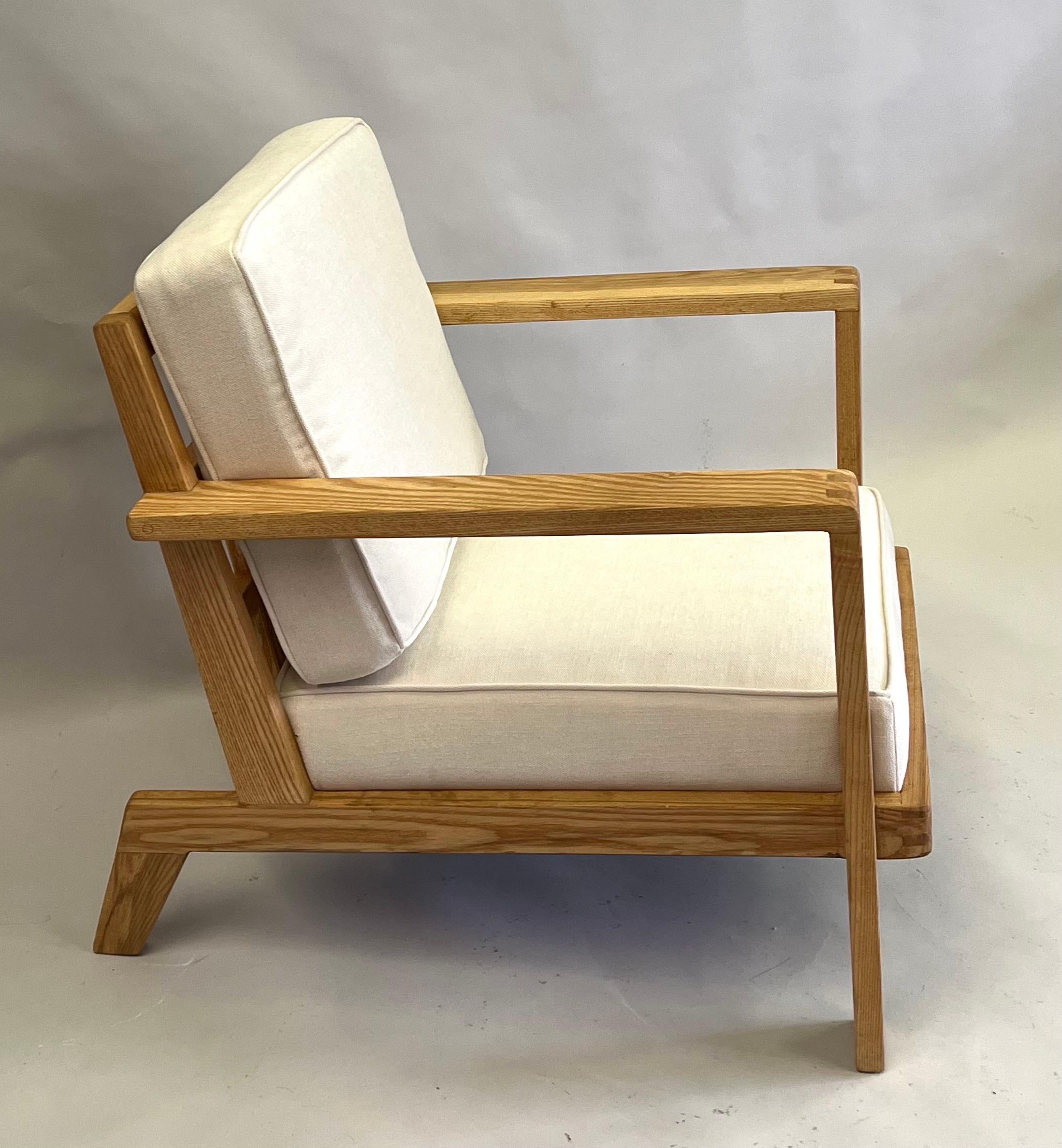 Hardwood Pair of French Grid Back Lounge Chairs by Rene Gabriel, Paris, 1947