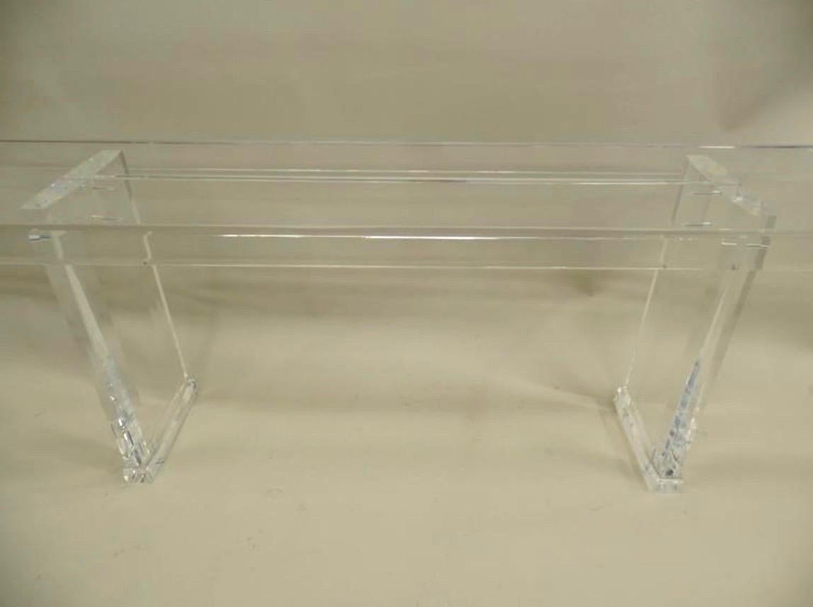 Two Large French Mid-Century Modern Lucite Consoles or Sofa Tables In Excellent Condition For Sale In New York, NY