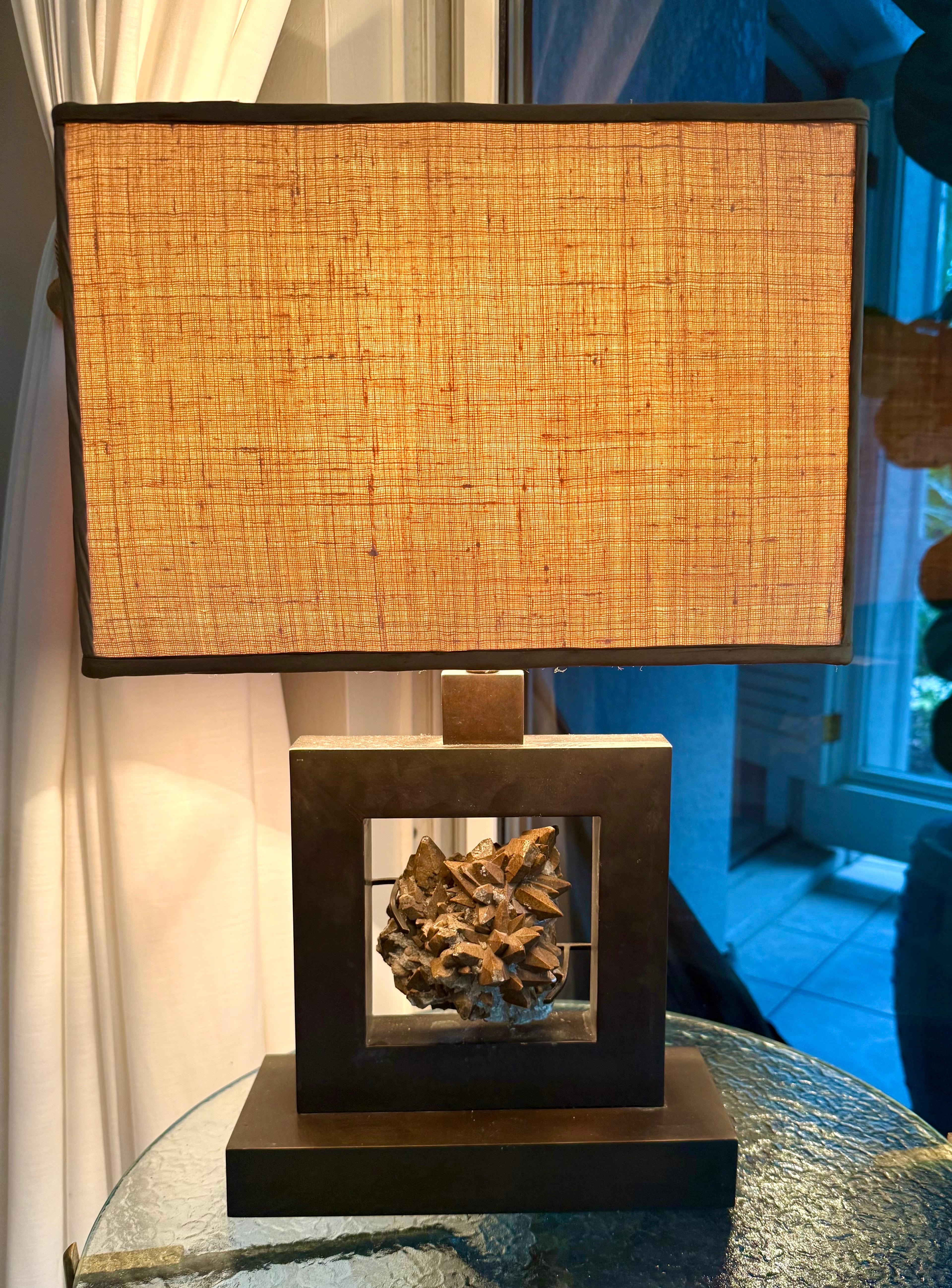 Pair of French Bronze & Rock Crystal Mineral Geode Table Lamps, Marc Du Plantier For Sale 8
