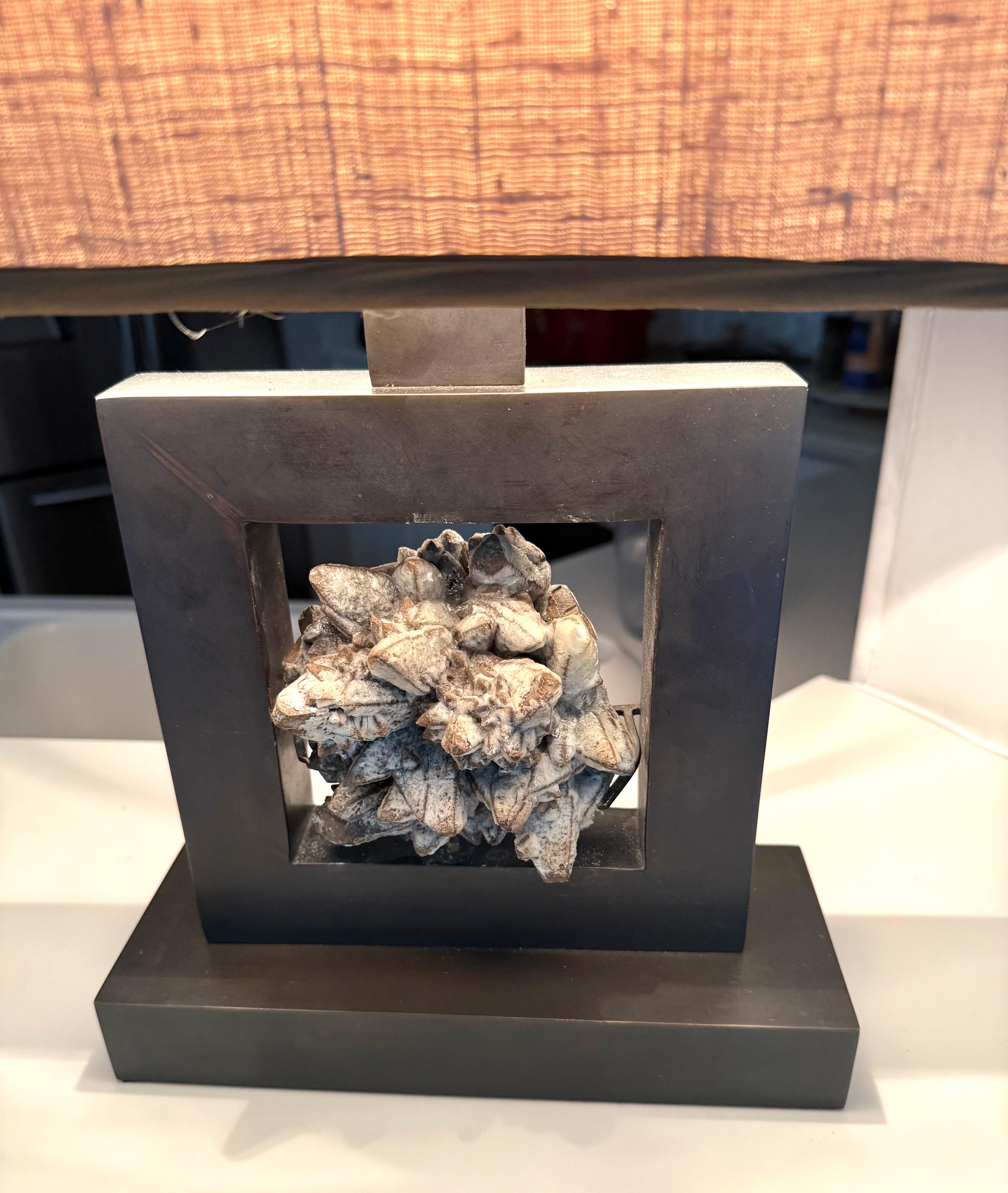 Pair of French Bronze & Rock Crystal Mineral Geode Table Lamps, Marc Du Plantier For Sale 11