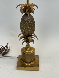 French Mid-Century Modern Neoclassical Brass Pineapple Table Lamp Maison Charles