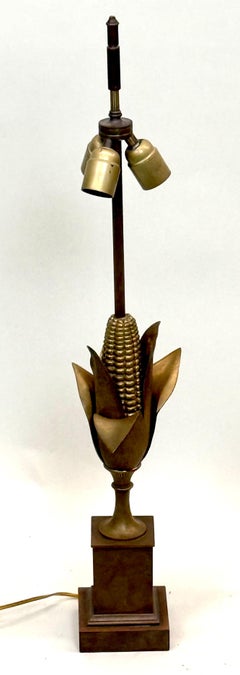 French 'Corn' Table Lamp in Brass & Gilt Bronze by Maison Charles, Paris, 1940
