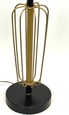 Pair French Mid-Century Enameled Wire Sphere Table Lamps, Gilbert Poillerat 1950