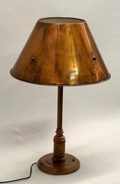 Large French Mid-Century Modern Craftsman Copper Table / Desk Lamp, 1940