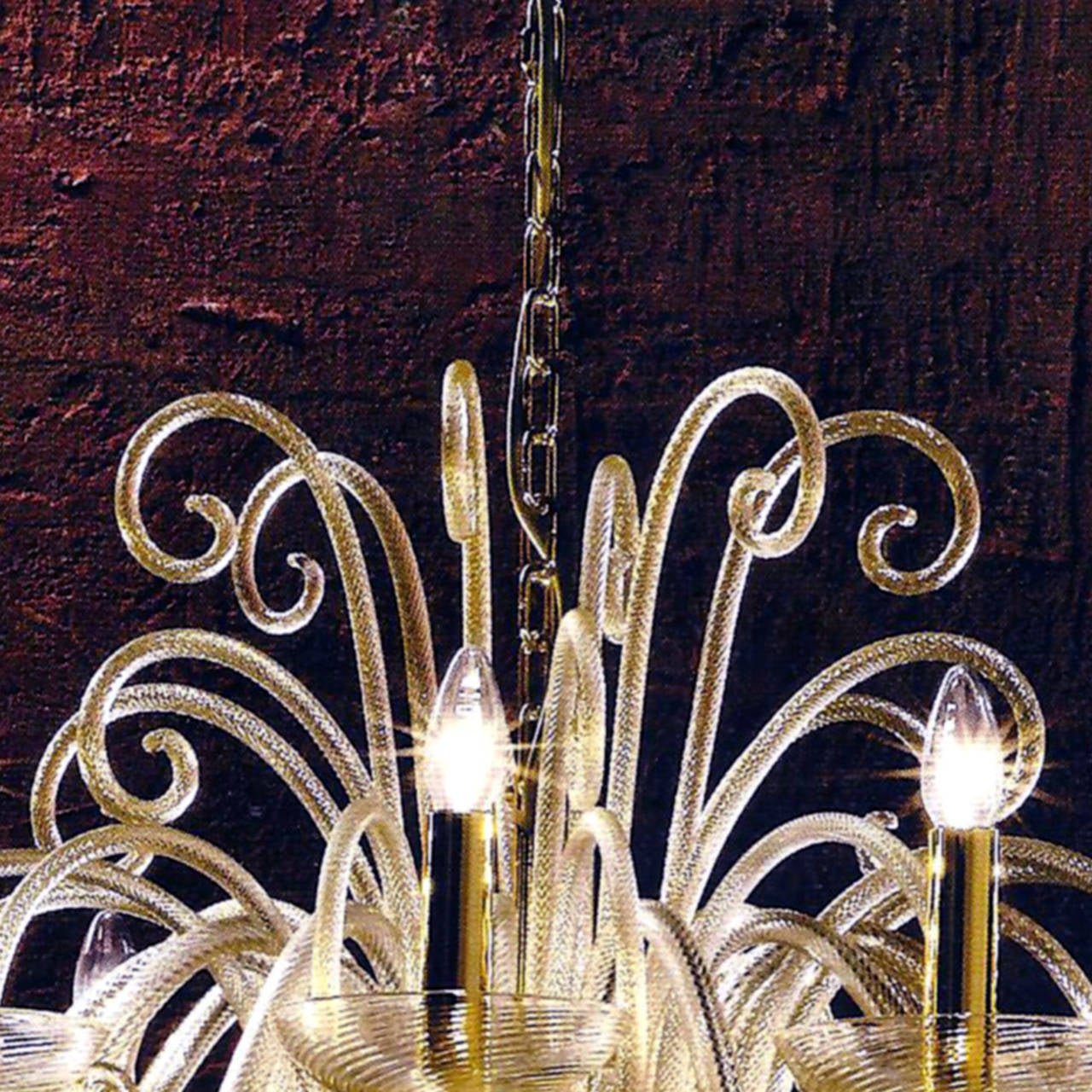 20th Century Large Mid-Century Modern Style Twelve-Arm Gold Murano Glass Chandelier For Sale