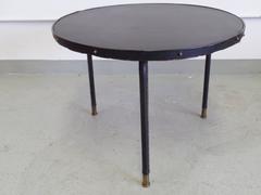 French Hand Stitched Leather Cocktail Table by Jacques Quinet