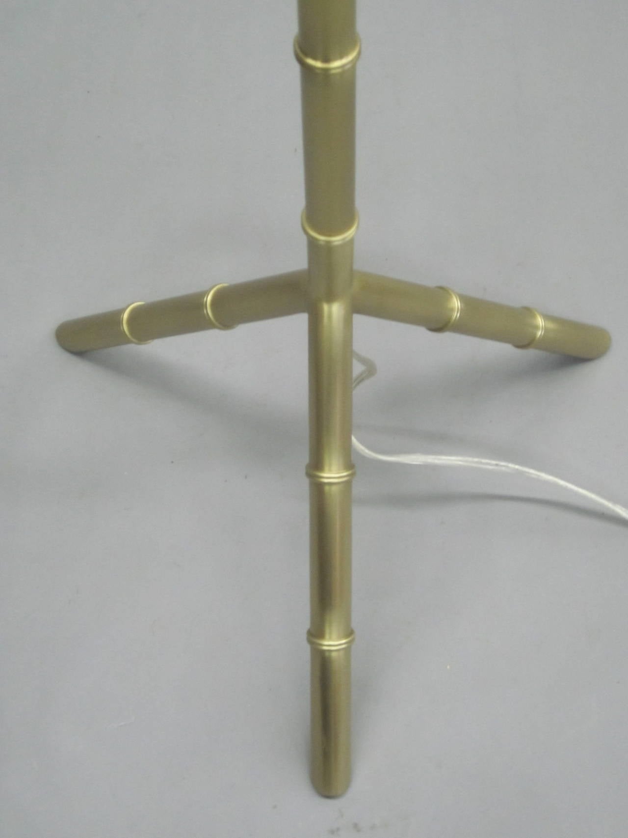 20th Century Pair of French Modern Neoclassical Faux Bamboo Floor Lamps, Jacques Adnet For Sale