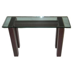 French Leather Mid-Century Consoles in the Style of Jacques Adnet