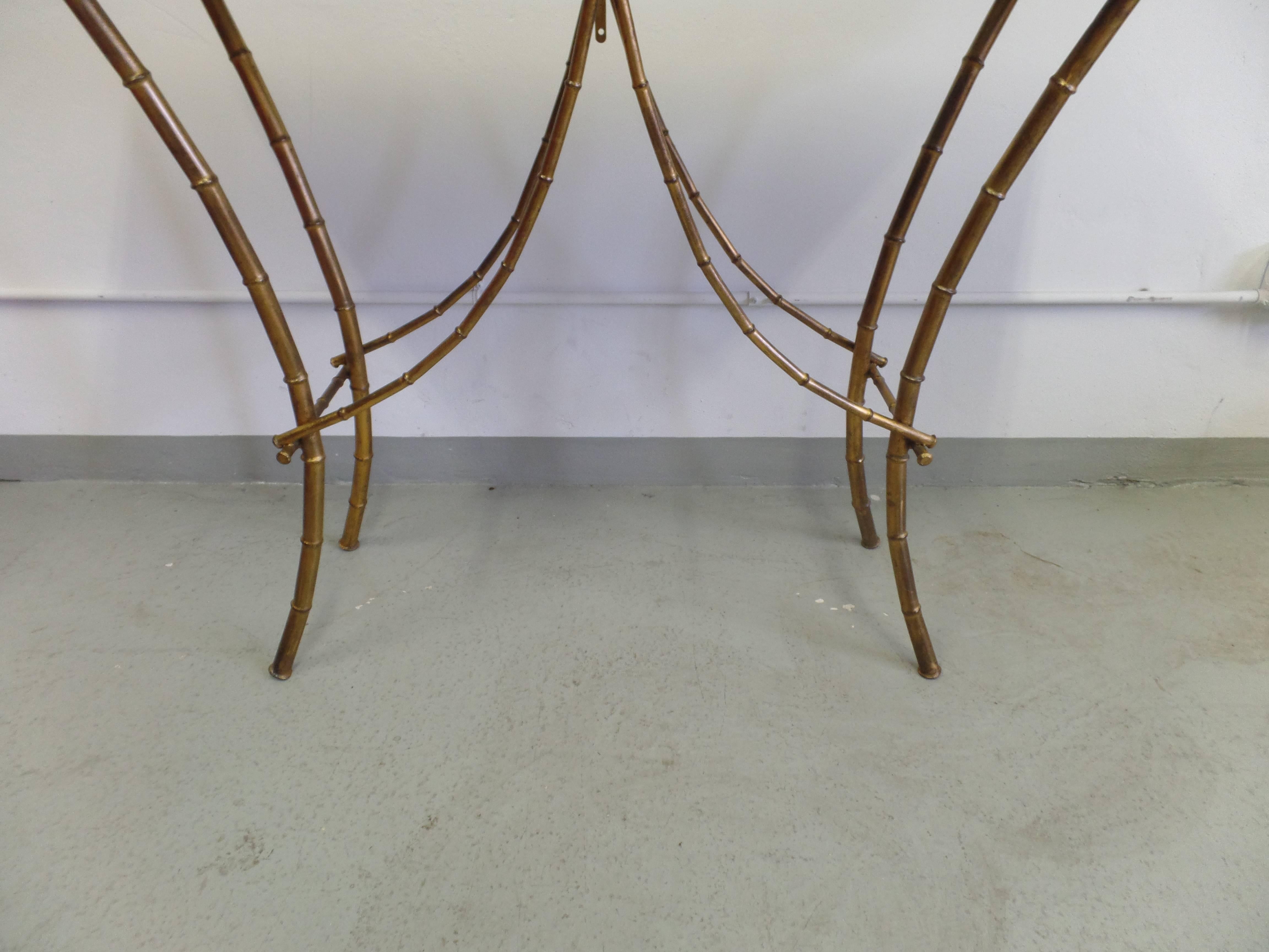 French Midcentury Gilt Iron Faux Bamboo Console by Maison Baguès In Good Condition In New York, NY