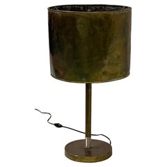 French Mid-Century Marine Hand Hammered Brass & Copper Table Lamp