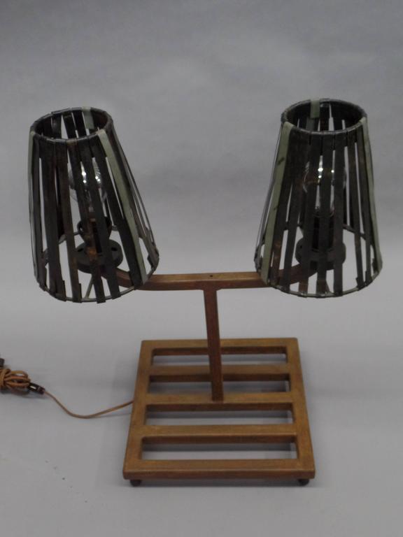 Unique Pair of French MidCentury Industrial Table Lamps in Style Jean Prouve For Sale at 1stdibs