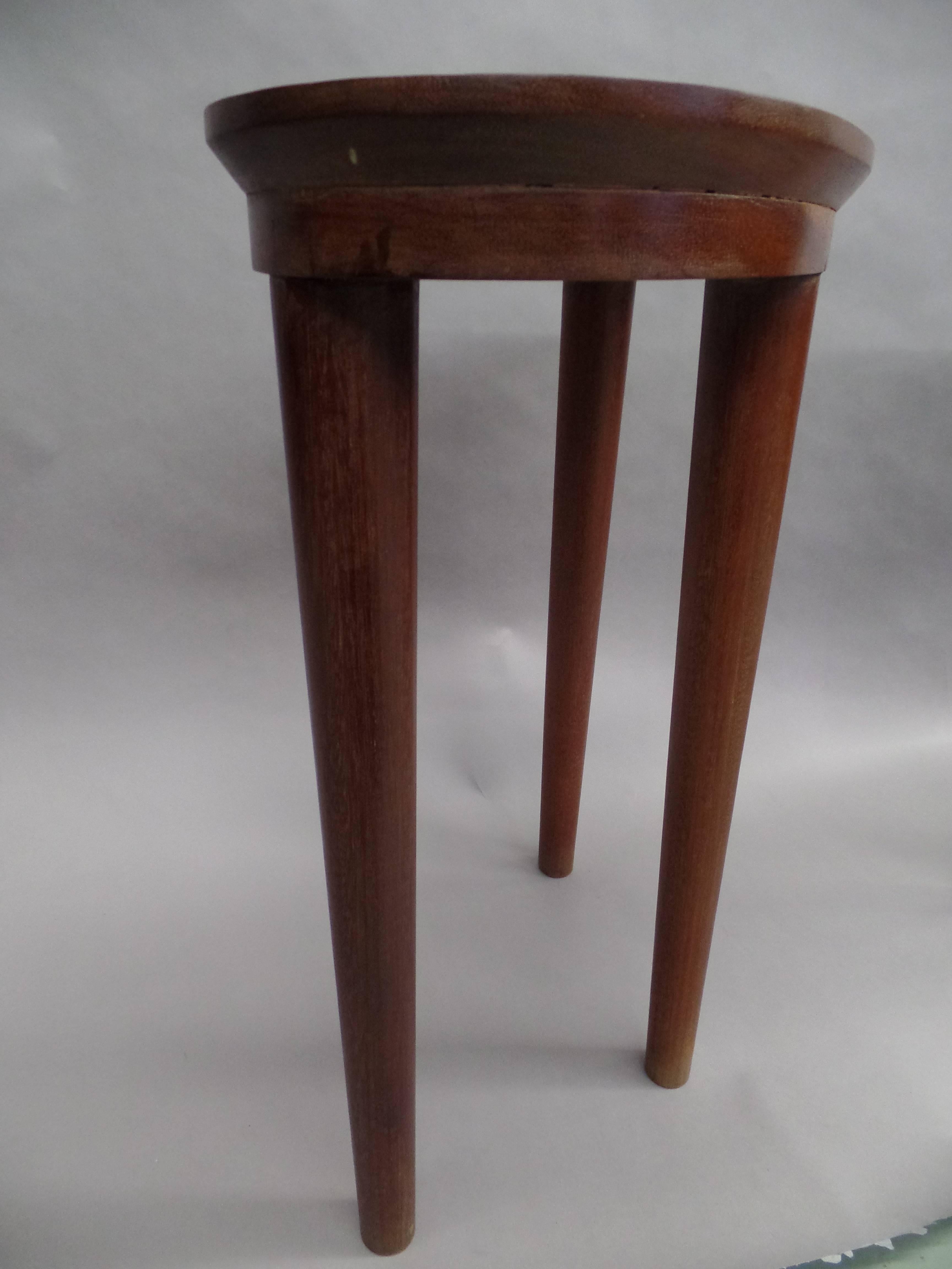 Pair of French Colonial Solid Teak Side Tables / Consoles / Nightstands, 1930 In Good Condition For Sale In New York, NY