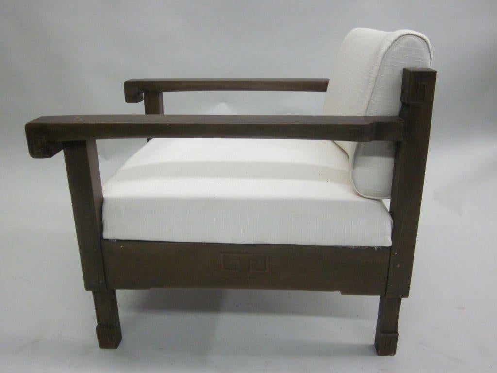 Pair of French Art Deco / Modern Neoclassical, Teak Lounge Chairs, circa 1925-30 In Good Condition For Sale In New York, NY