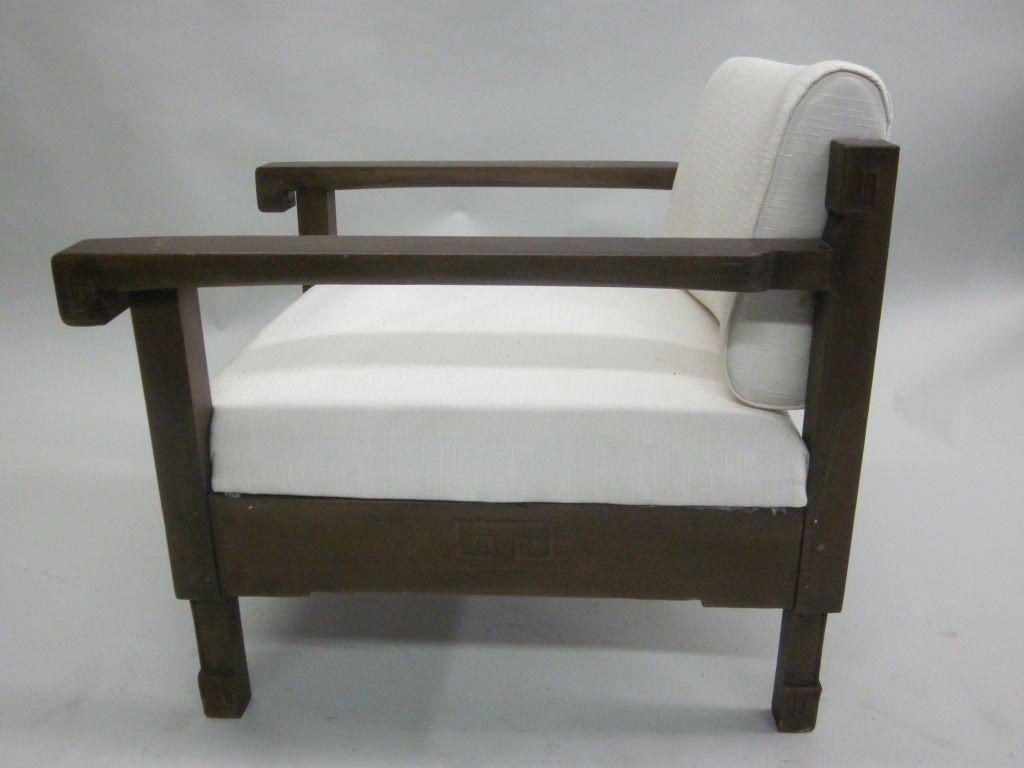 Francese Coppia di sedie da salotto in teak in stile Art Déco francese / Neoclassico moderno, 1925-30 ca. in vendita