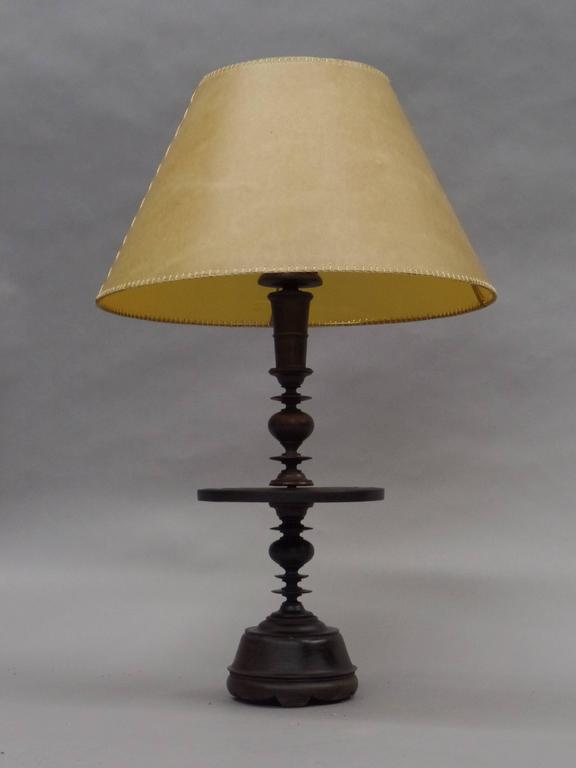 Pair of French Colonial MidCentury Carved Wood Table Lamps, 1930 For Sale at 1stDibs