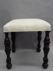 Pair of Italian Midcentury Carved and Turned Wood Stools or Benches, Italy, 1930