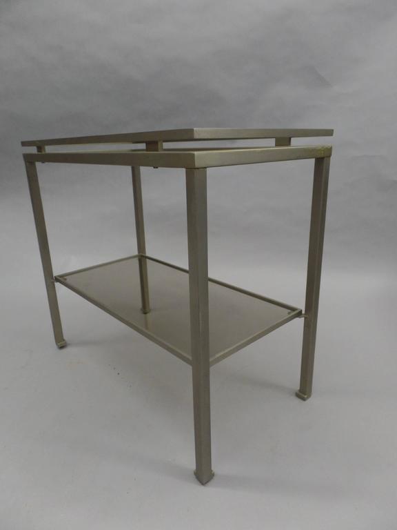 Late 20th Century 1 French Mid-Century Modern Nickel Side Table by Guy Lefevre for Maison Jansen For Sale