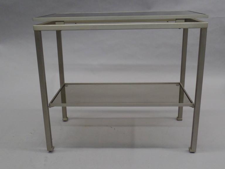 1 French Mid-Century Modern Nickel Side Table by Guy Lefevre for Maison Jansen In Good Condition For Sale In New York, NY