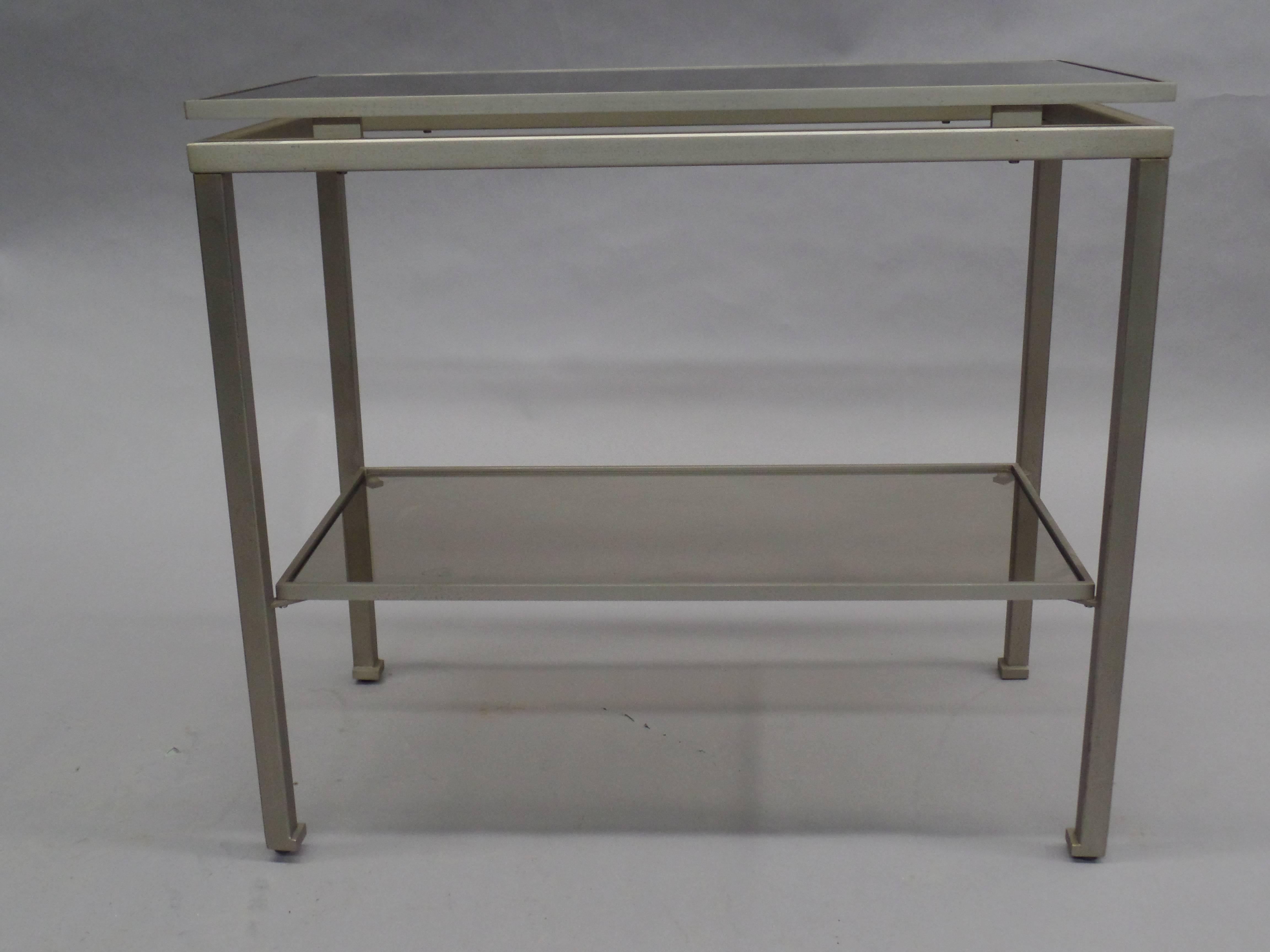1 French Mid-Century Modern Nickel Side Table by Guy Lefevre for Maison Jansen In Good Condition For Sale In New York, NY