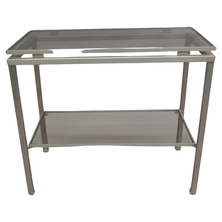 1 French Mid-Century Modern Nickel Side Table by Guy Lefevre for Maison Jansen For Sale