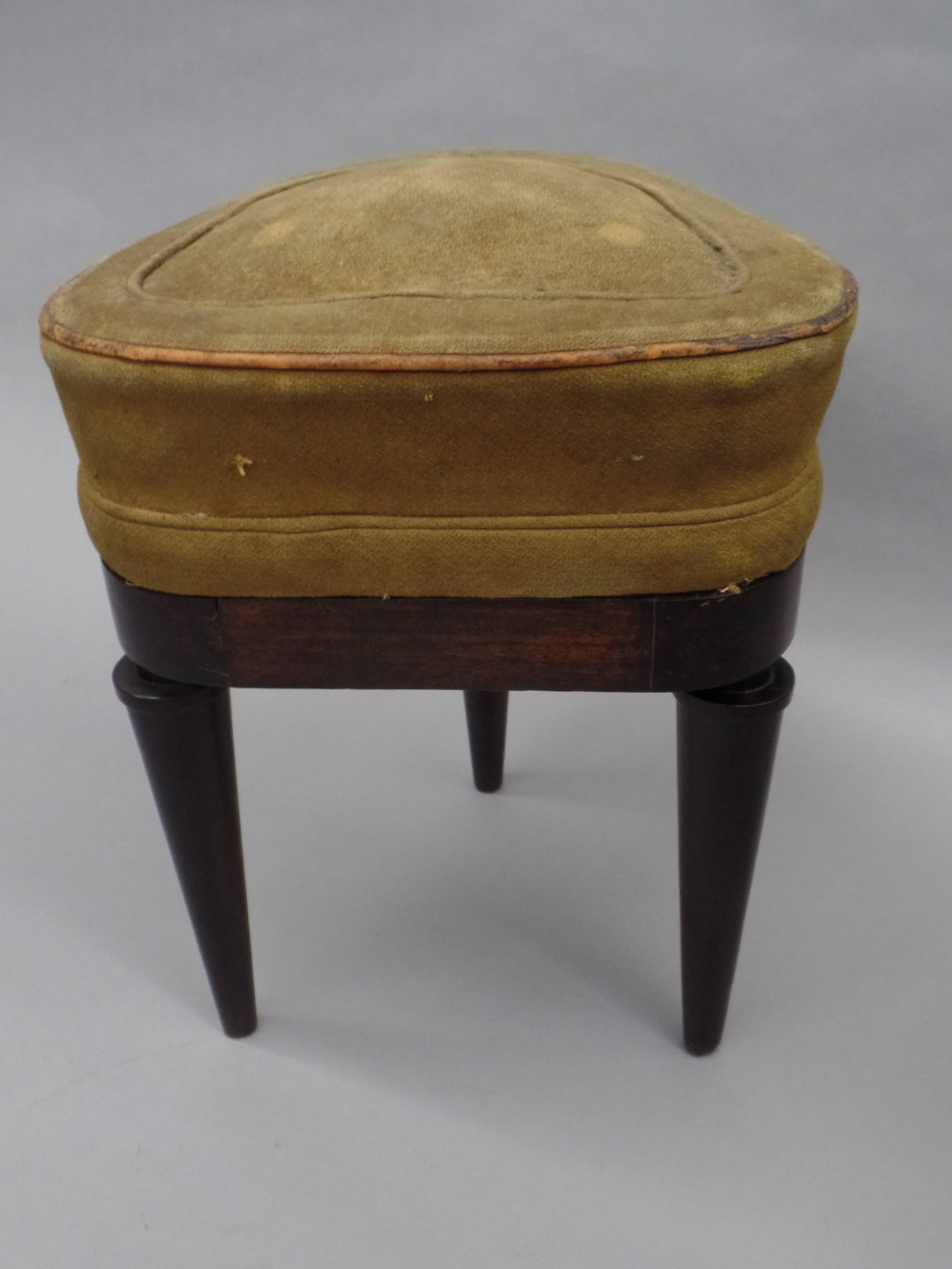 French Modern Neoclassical Mahogany and Suede Tri-Corner Stools, Andre Arbus In Good Condition For Sale In New York, NY