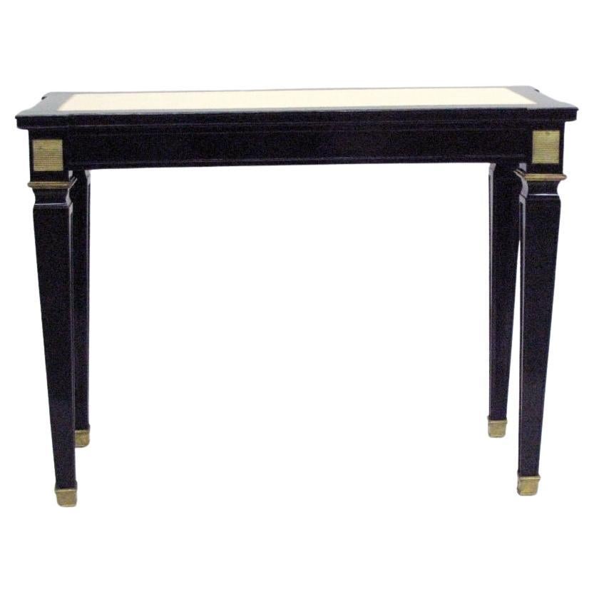 French Modern Neoclassical Black Lacquer & Leather Console Att. Andre Arbus 1940