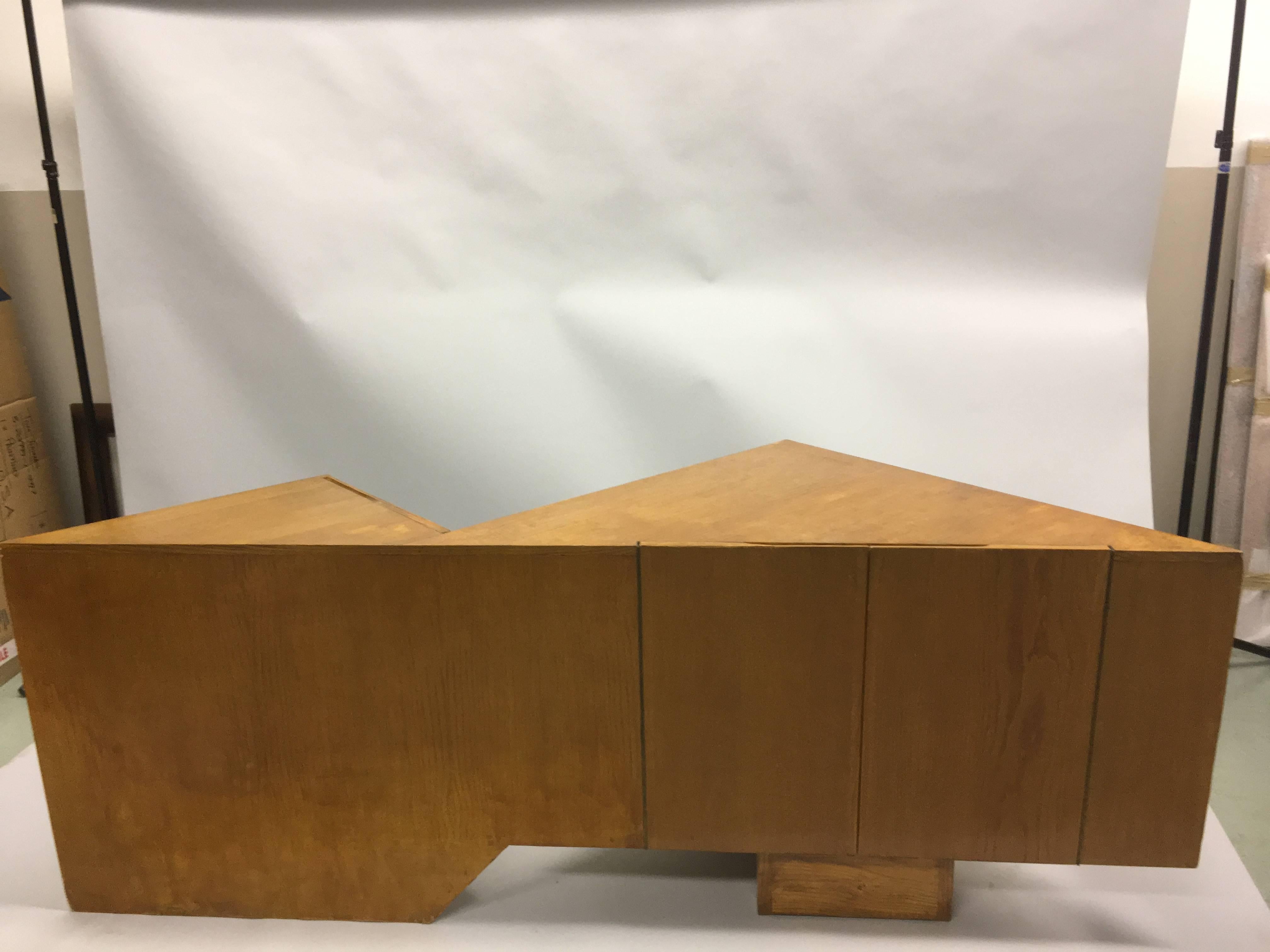 Birch Avant-Garde French Mid-Century Modern Sideboard / Console by Alain Marcoz, 1956