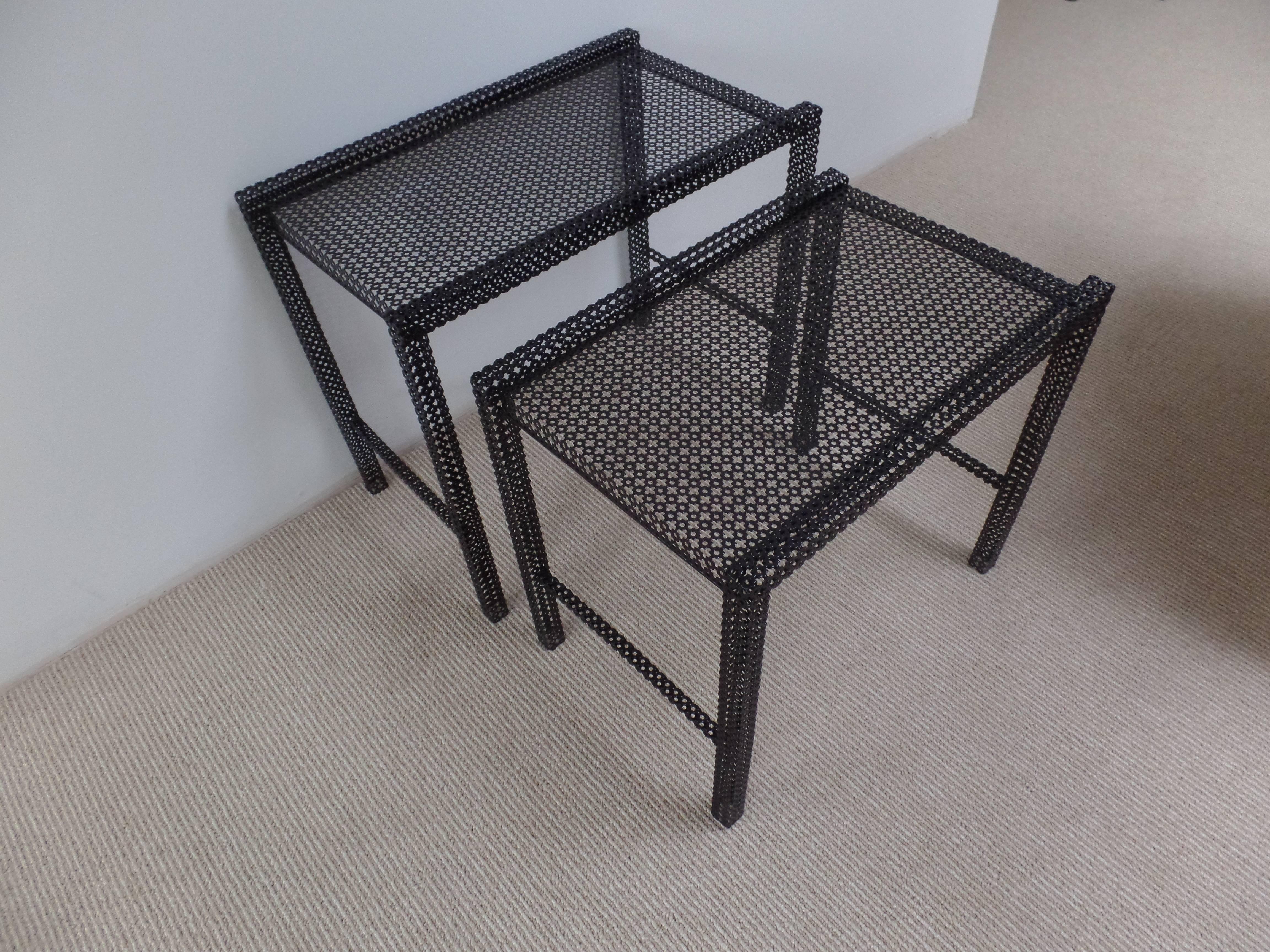 Mid-20th Century Pair French Mid-Century Modern Nesting / Coffee Tables by Mathieu Matégot For Sale