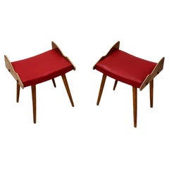 Coppia di panche/sgabelli in legno italiani della metà del secolo scorso attribuiti a Gio Ponti