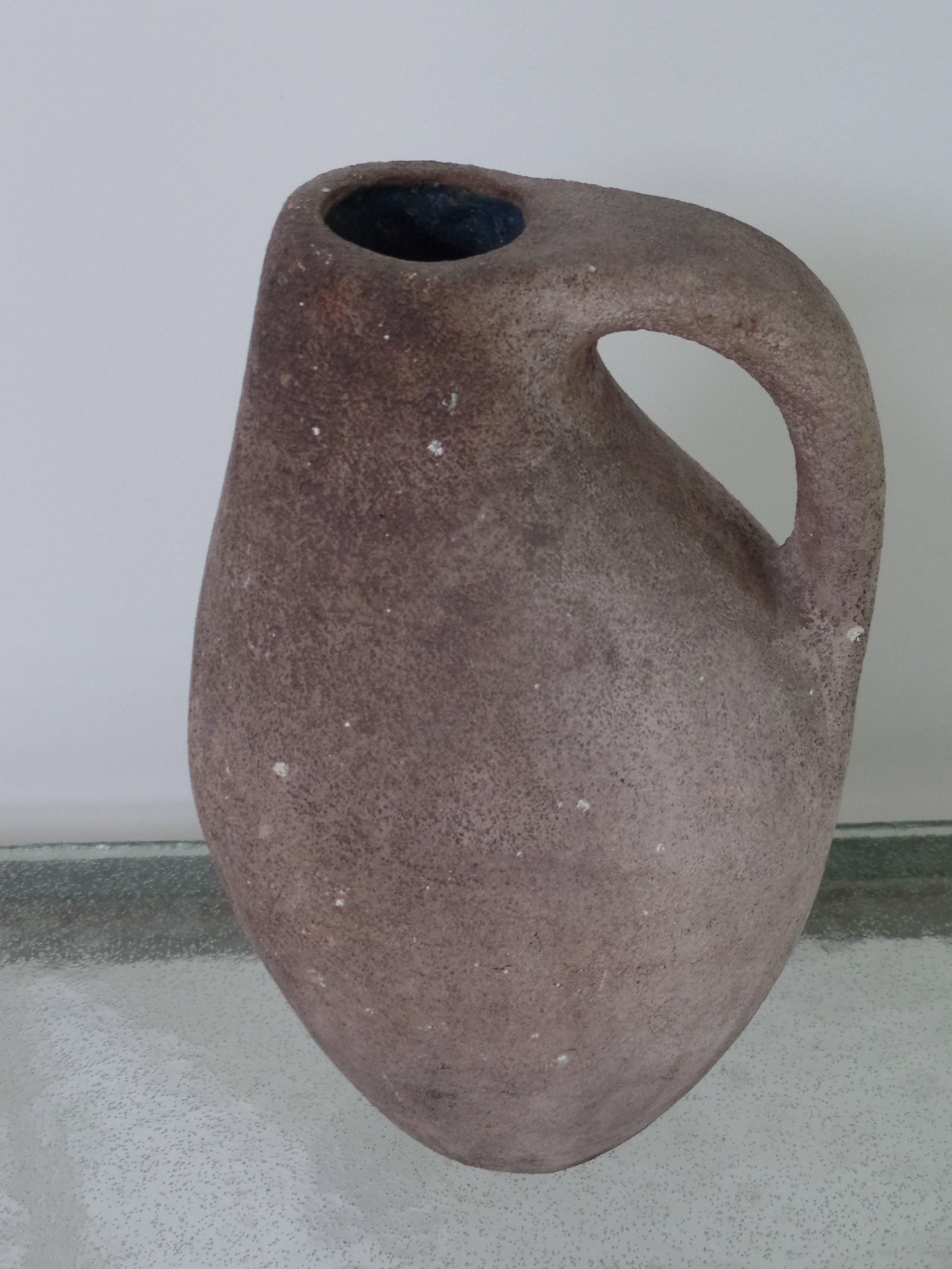 Elegant French Mid-Century Modernist / Art Deco ceramic amphora / pitcher / vase.

Signed on bottom.