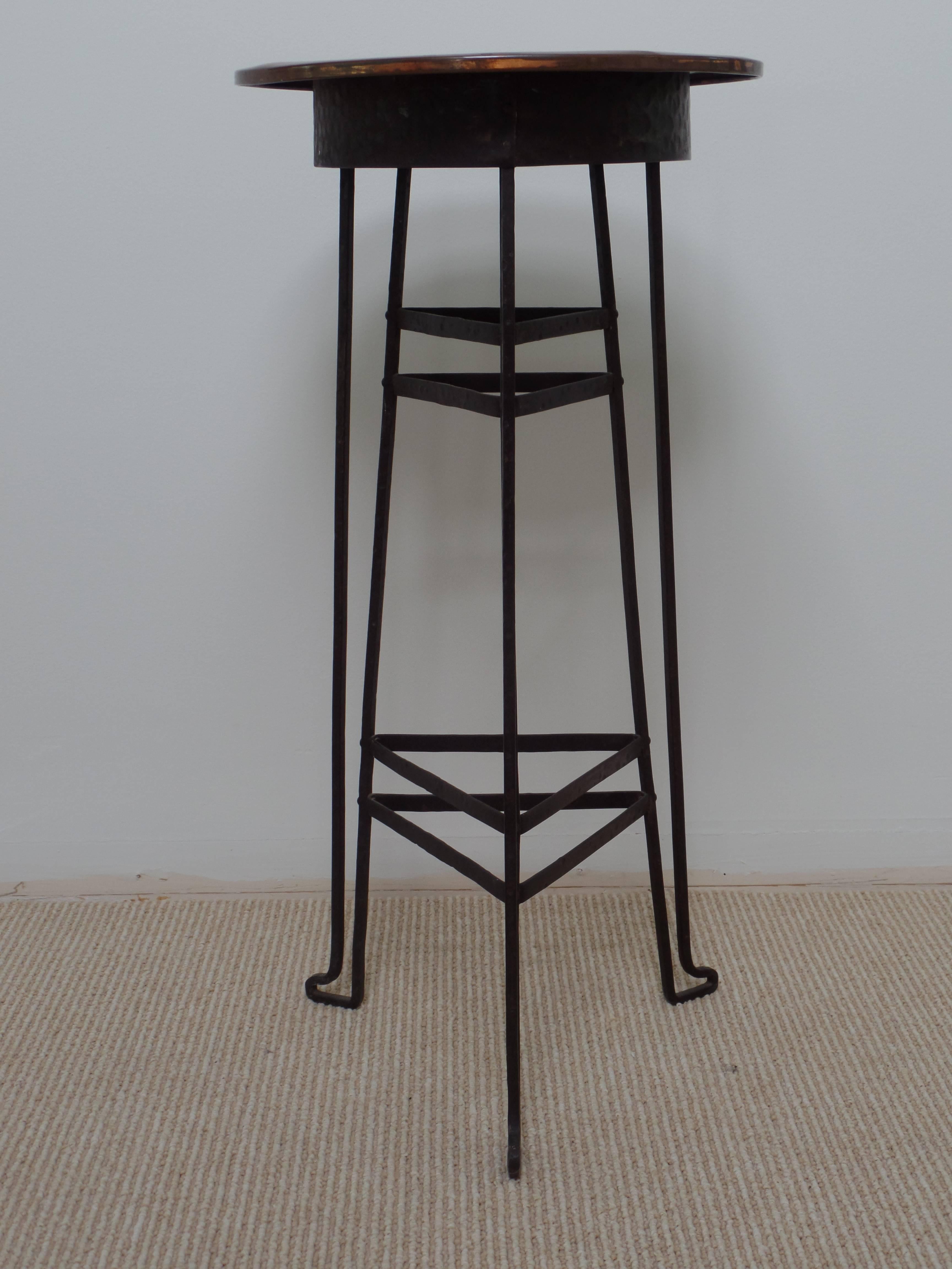 Austrian Early Modern Copper and Steel Gueridon or Side Table In Good Condition In New York, NY