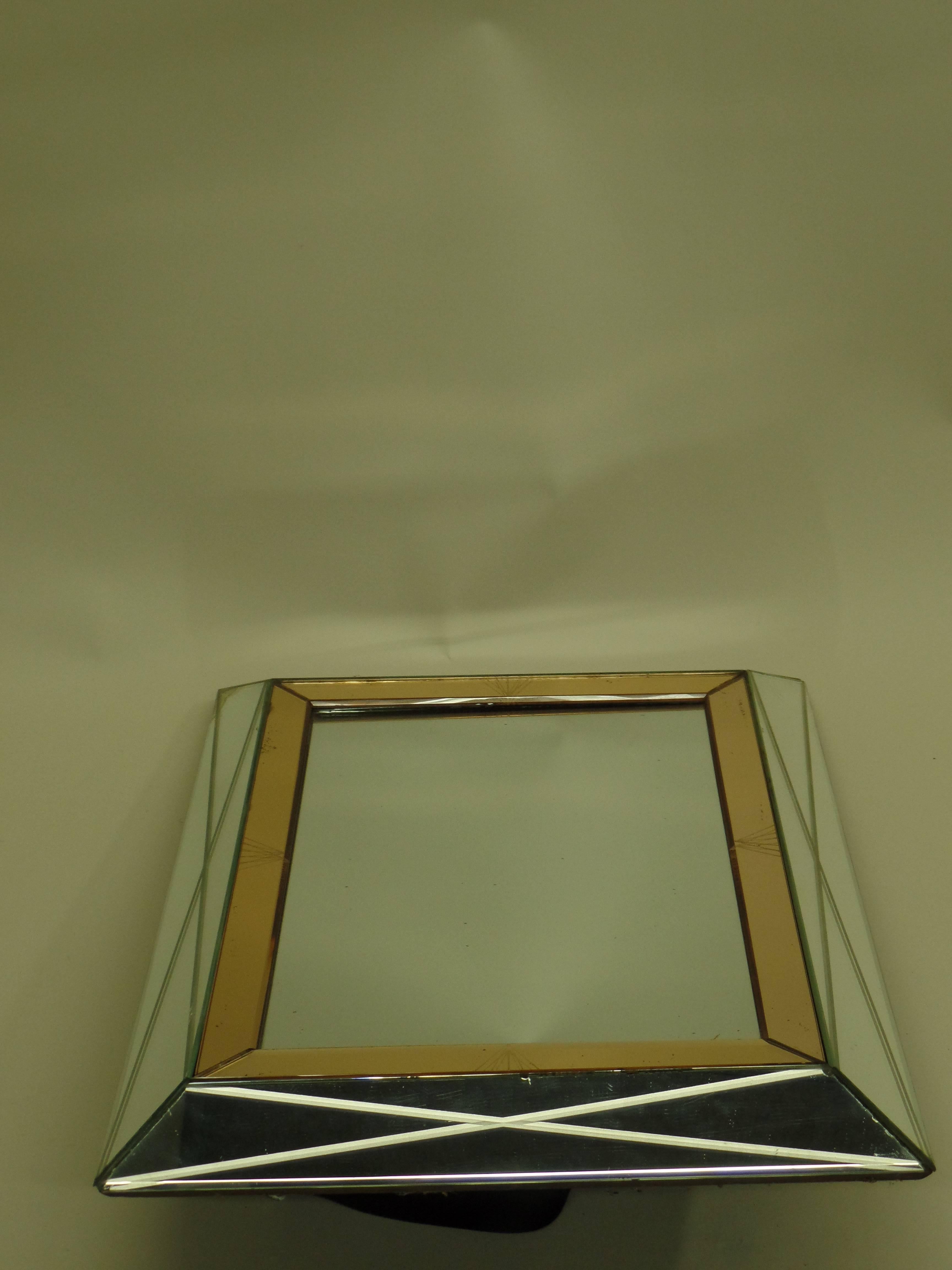 Mid-Century Modern French, 1940s Modern Neoclassical Mirrored Frame Mirror For Sale