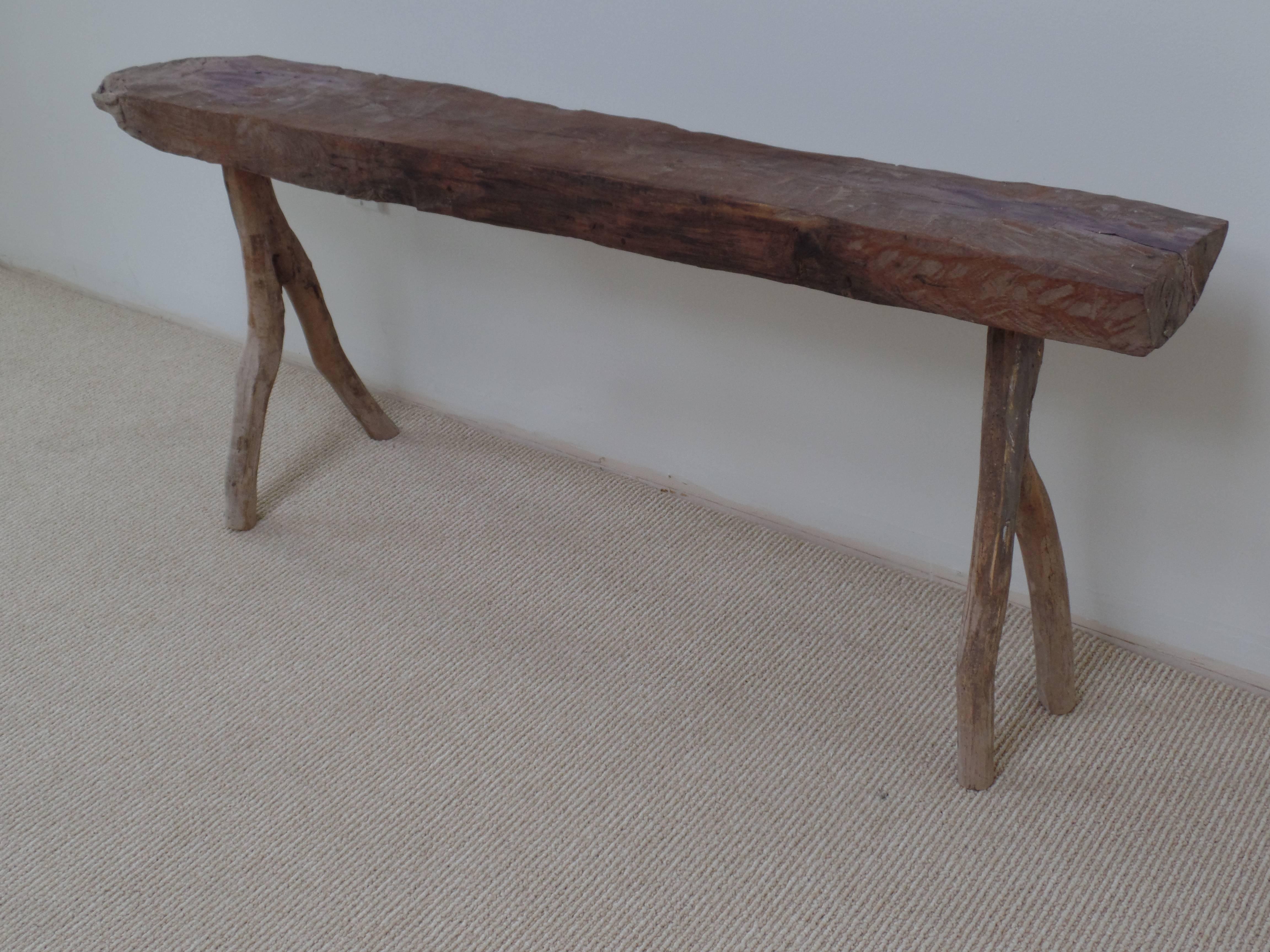 Unique French Mid-Century Modern Craftsman Bench In Good Condition In New York, NY