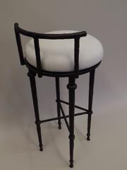 Three French Mid-Century Modern Neoclassical Solid Bronze Bar Stools, Giacometti